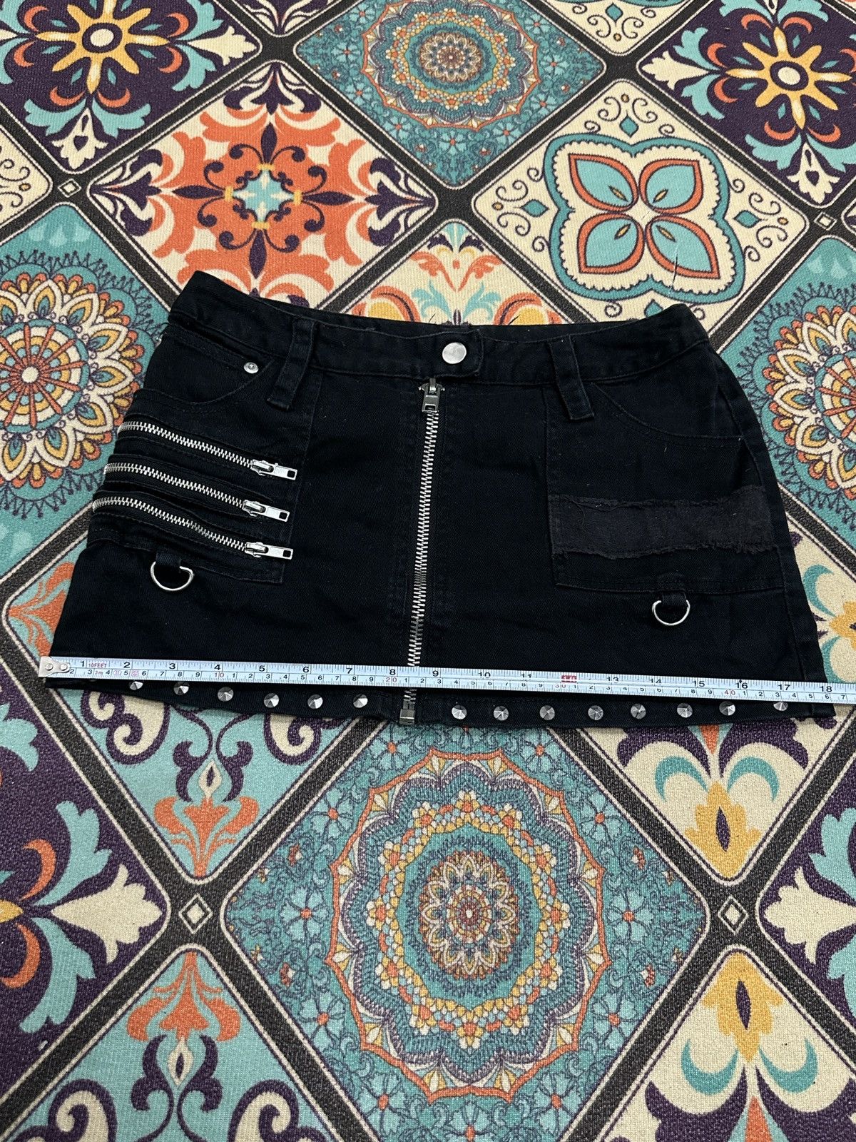If Six Was Nine Vintage 90’s Sexy Dynamite London Zipper Studded Mini Skirt Size 27" / US 4 / IT 40 - 6 Thumbnail