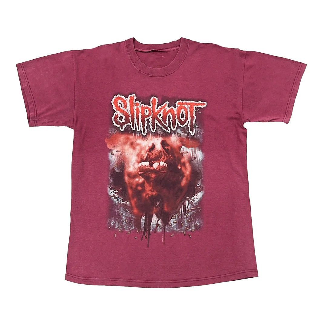 image of Band Tees x Slipknot 2001 International Infection VTG Metal Band Tour T in Burgundy, Men's (Size XL