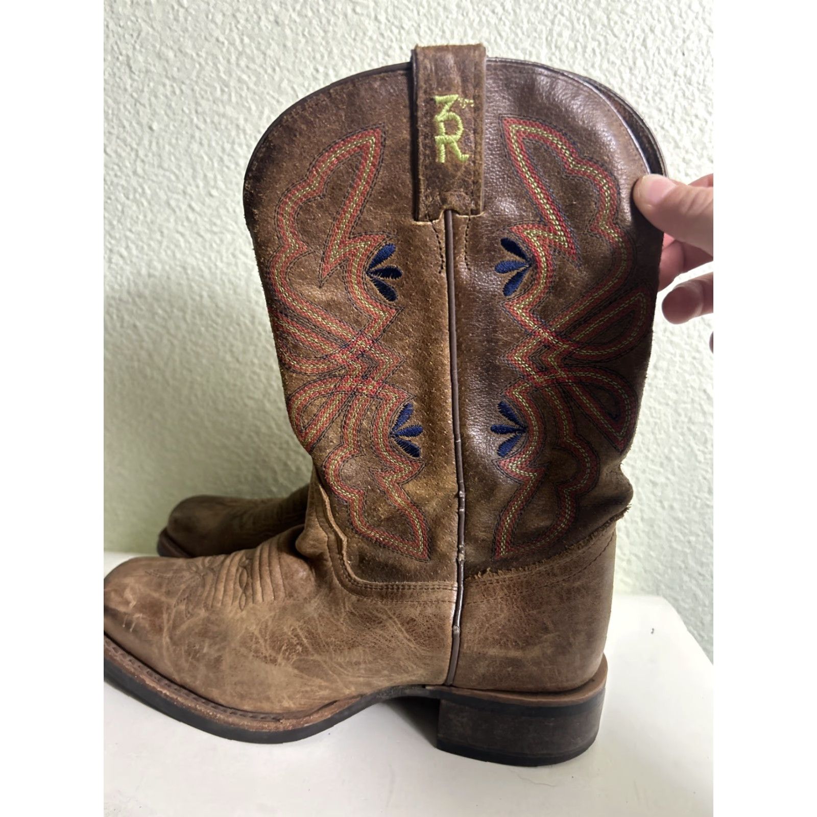Tony Lama Tony Lama Aquilla 3R2202L Brown Square Toe 11" Boots Womens 6B Leather Western Cowboy Casual Dress Outdoor Party Work Glove? Size US 6 / IT 36 - 7 Thumbnail