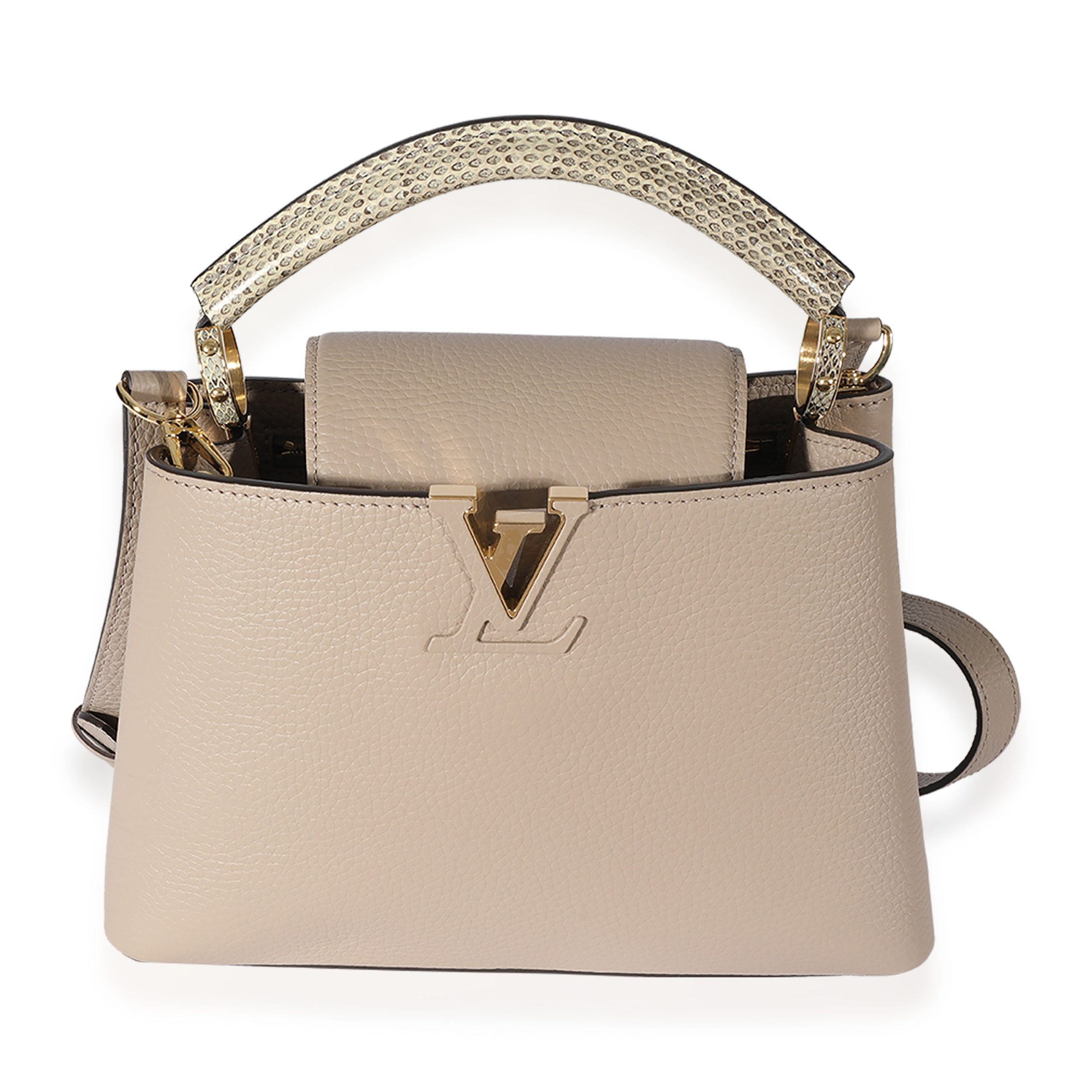 image of Louis Vuitton Galet Taurillon & Ayers Capucines Bb in Pink, Women's