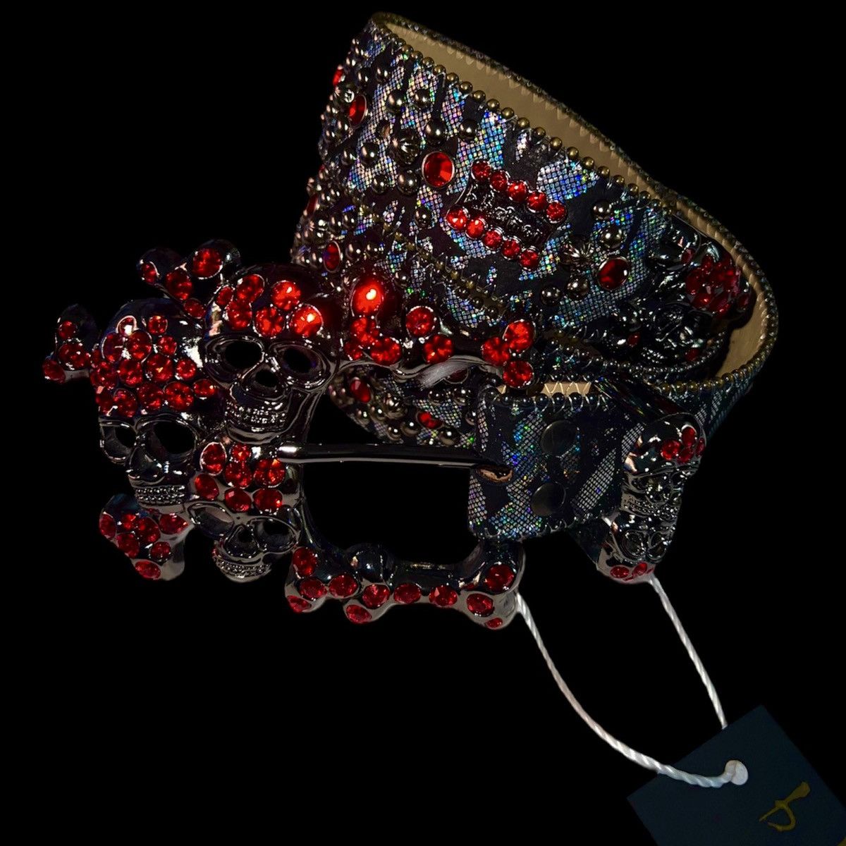 B.B. Simon BB SIMON Black AB Iridescent Snakeskin Belt Size ONE SIZE - 2 Thumbnail