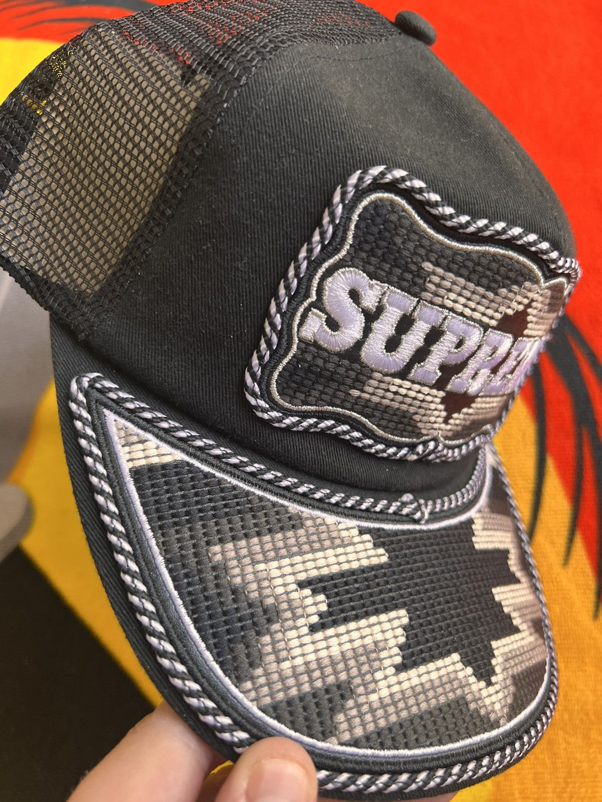 Supreme Supreme Western Embroidered Mesh Back 5-Panel Hat Cap Black Size ONE SIZE - 17 Thumbnail