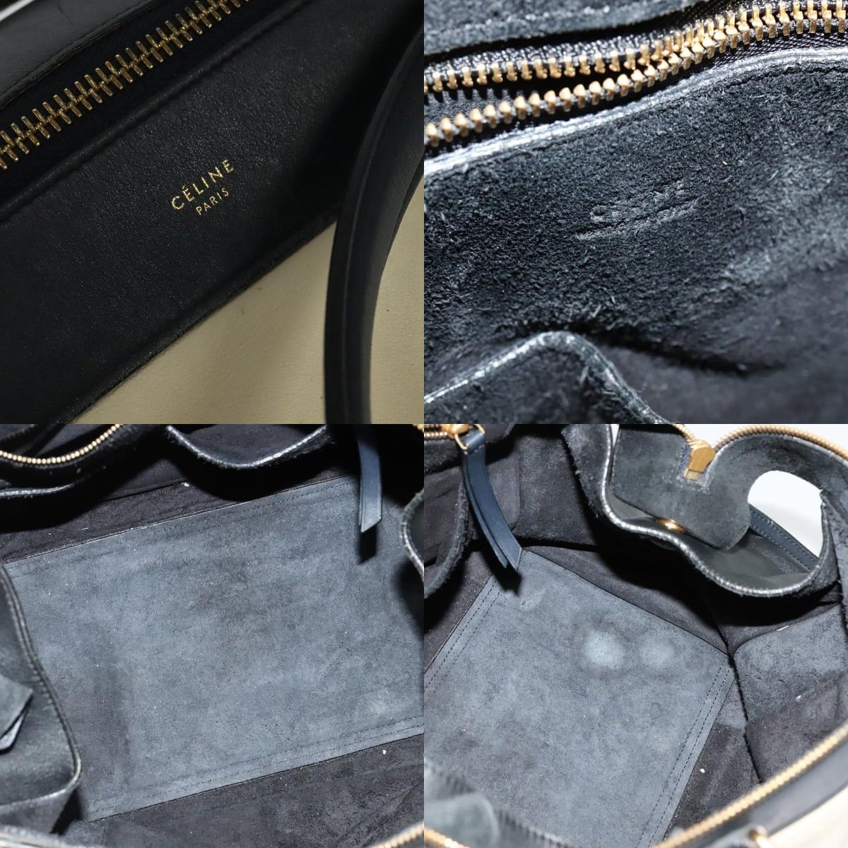 CELINE Ring Bag Hand Bag Leather Beige Gold