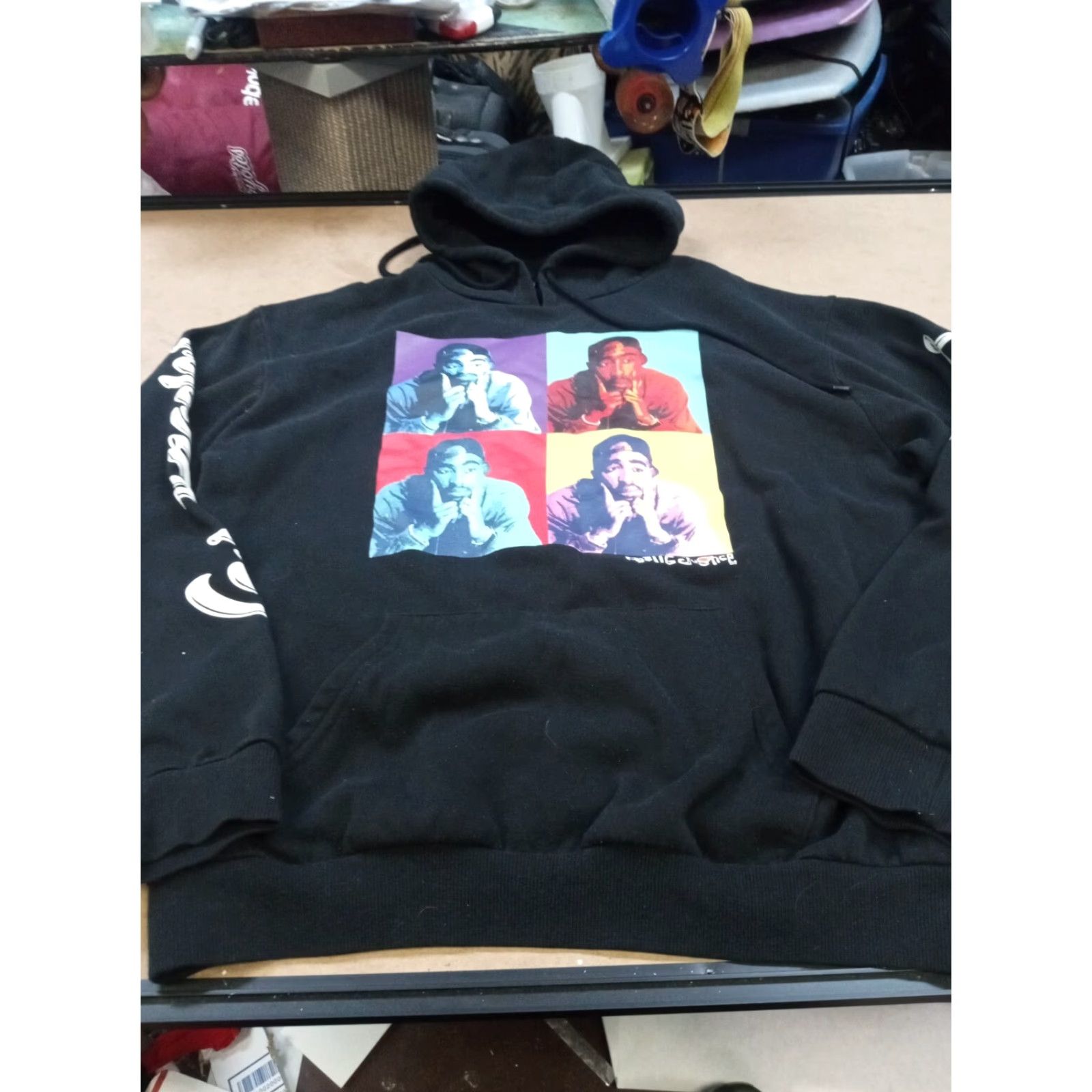 Vintage Tupac Hoodie Poetic Justice Black Cotton Knit Chemistry Large L — Hooded Graphic Print Pockets Mens Hip Hop Vintage: No Size US L / EU 52-54 / 3 - 6 Thumbnail