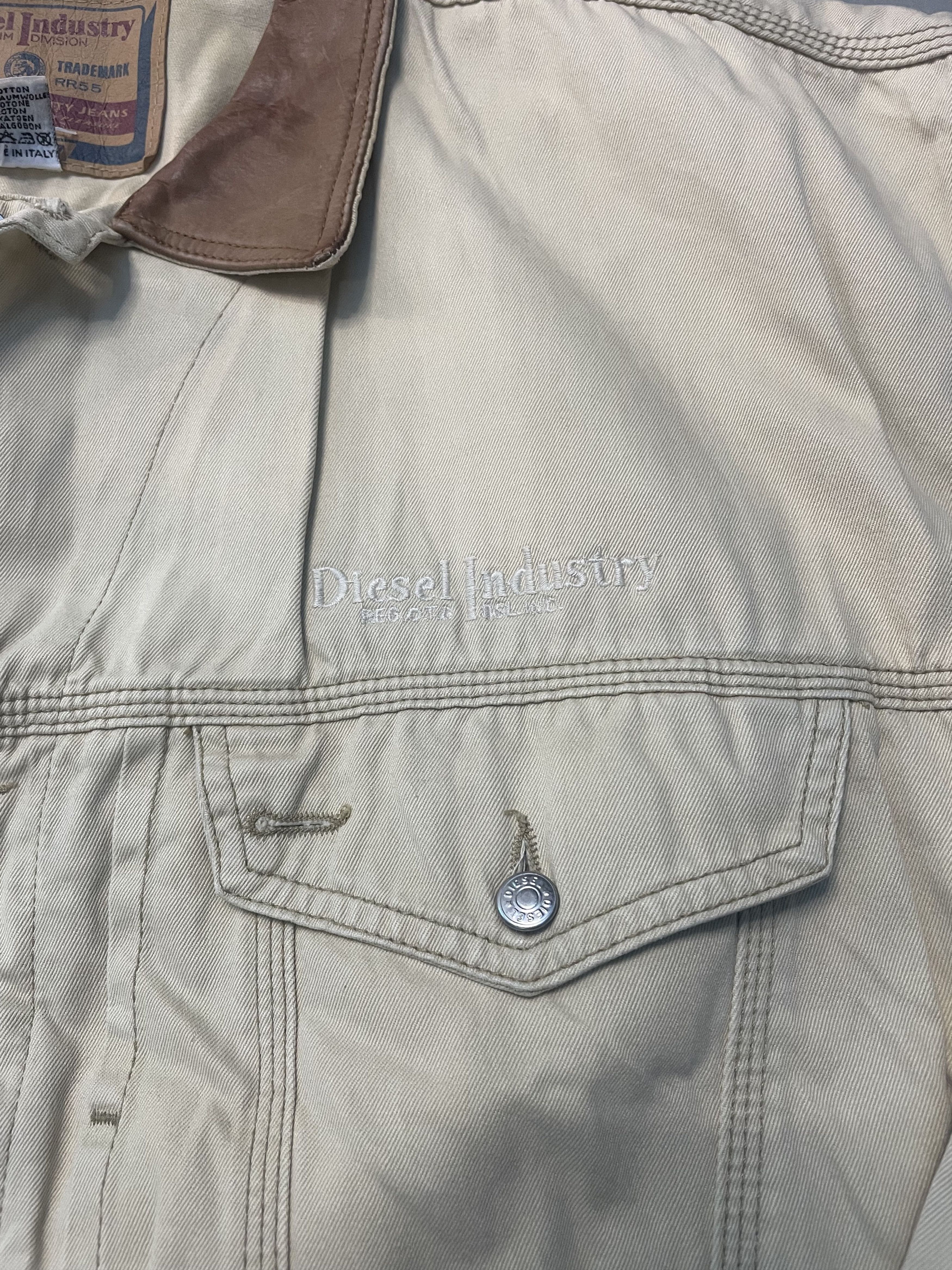 Diesel Vintage Diesel Industry Jacket Leather Collar Trucker Beige Size US XL / EU 56 / 4 - 4 Thumbnail