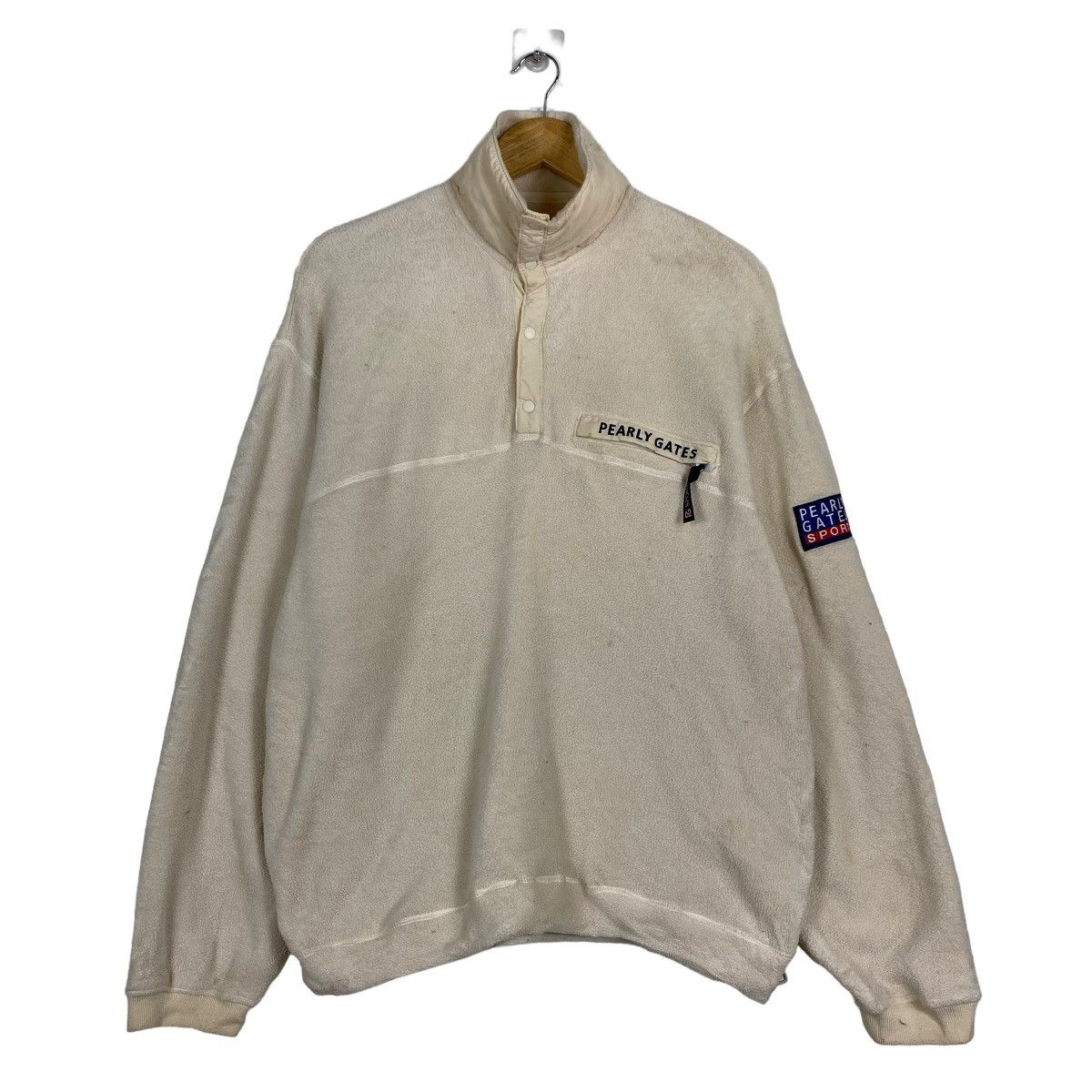 image of Japanase Pearly Gates Halfzip Fleece in Cream, Men's (Size Medium)