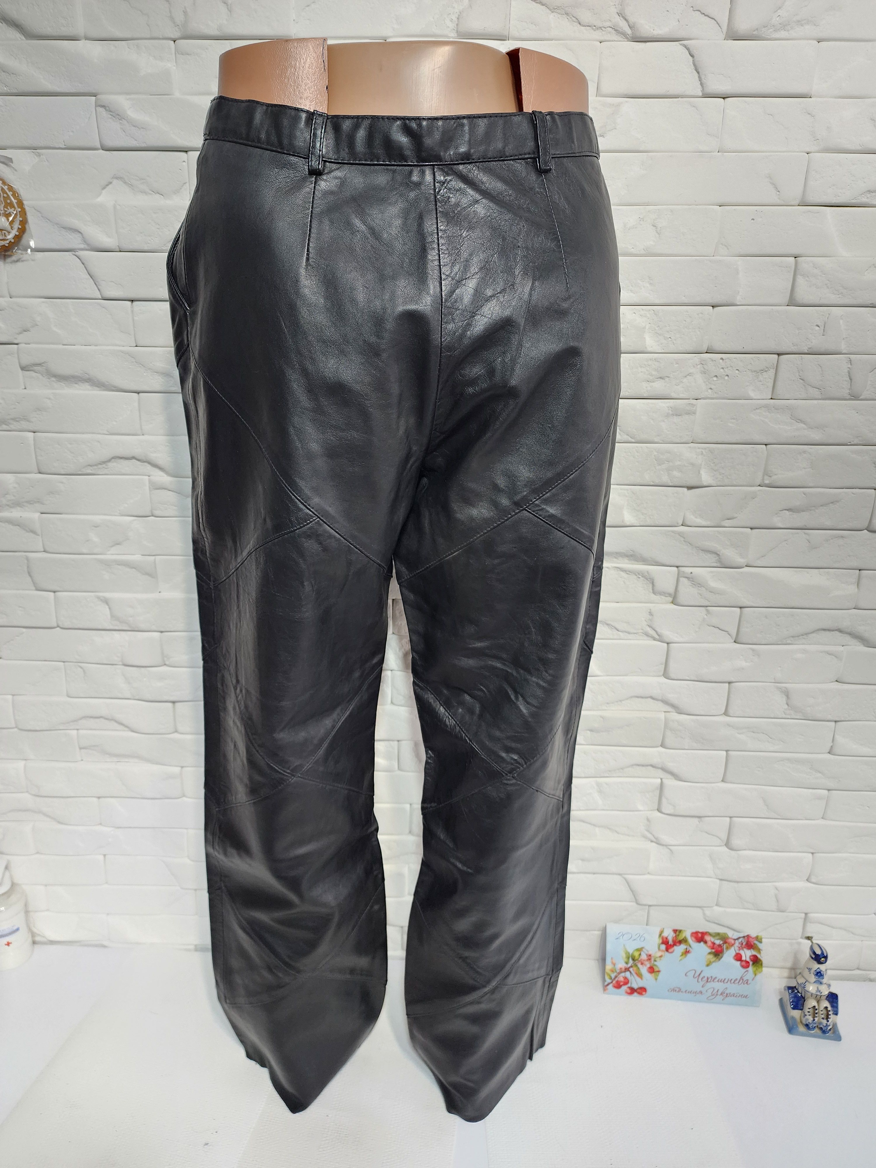 Other Black Leather Pants: Women's Style Genuine Leather Trousers Size 33" - 4 Thumbnail