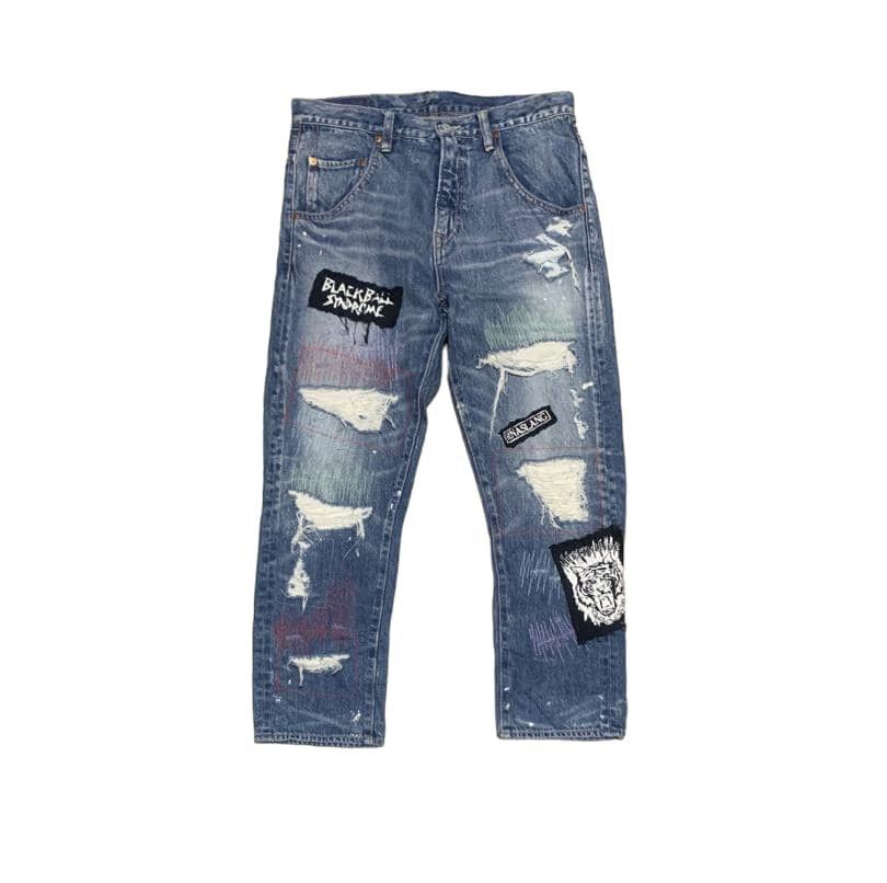 If Six Was Nine Vintage RNA SLANG Punk Jeans Distressed Style Size US 32 / EU 48 - 1 Thumbnail