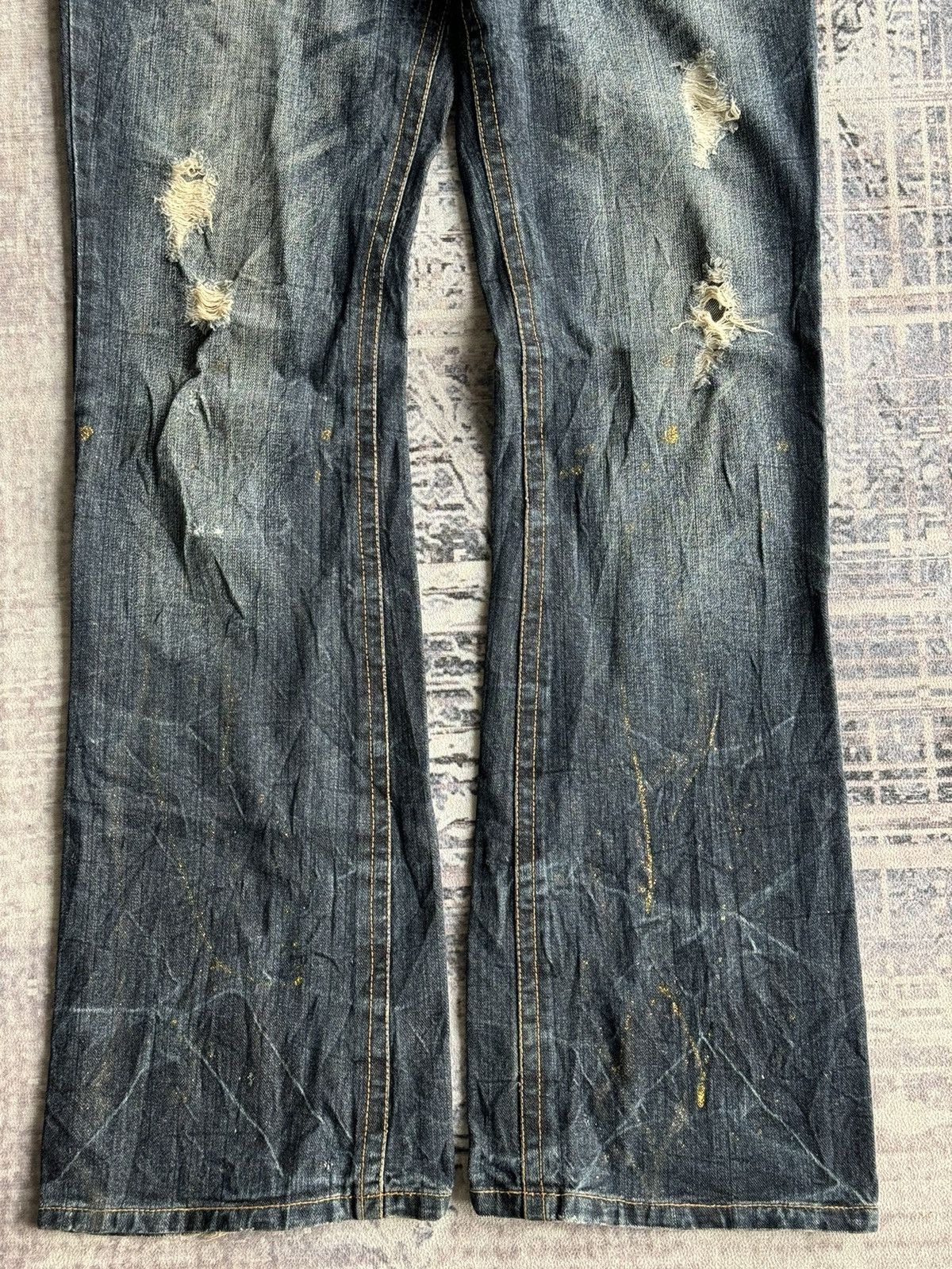 Japanese Brand Y2KVintage Gold Splash Punk Poem Flared Denim / ifsixwasnine Size US 33 - 4 Thumbnail