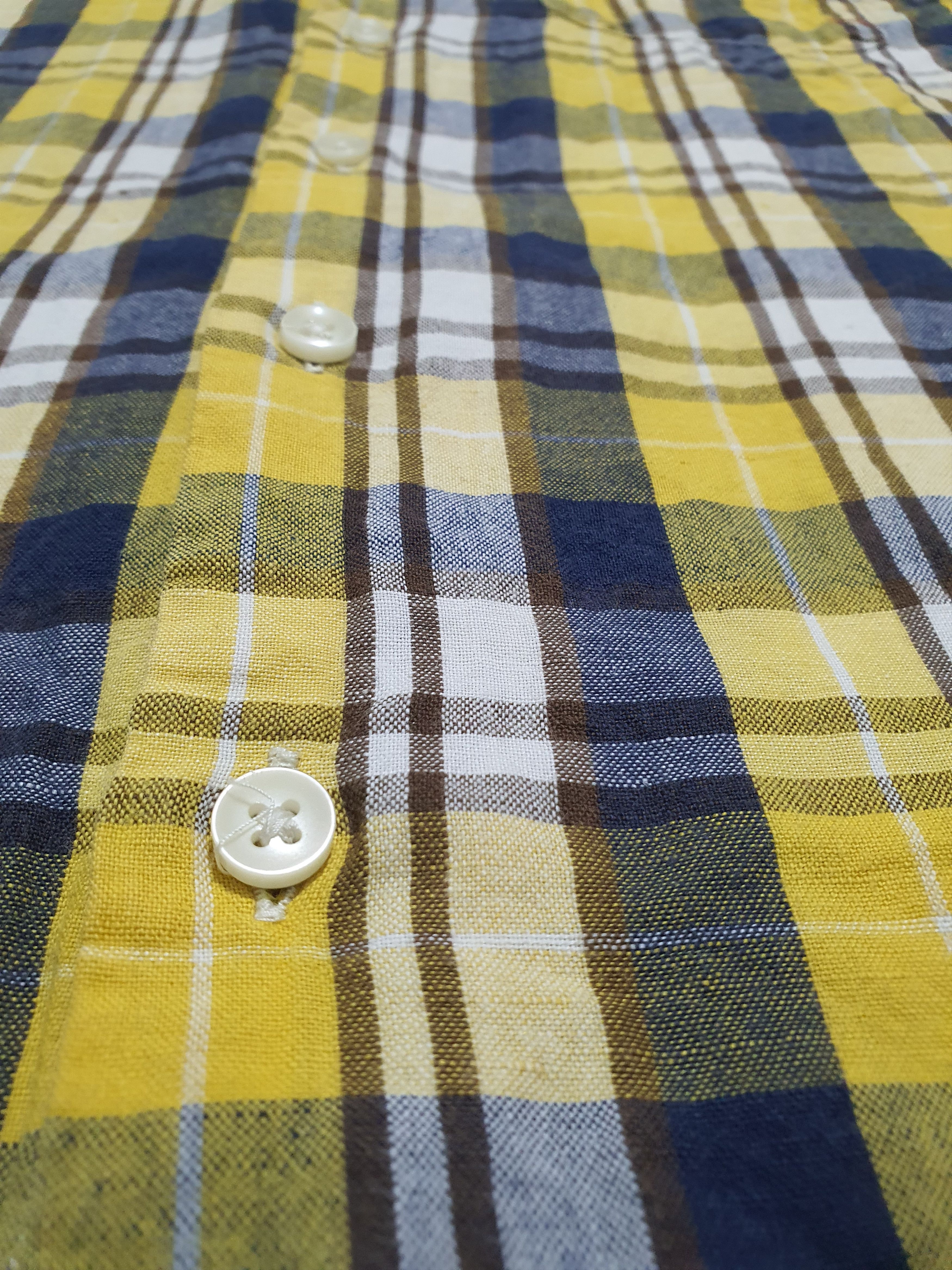Global Work × Japanese Brand GLOBAL WORK 20.5/26.5 YELLOW CHECKED SHORT SLEEVE SHIRT Size US M / EU 48-50 / 2 - 6 Thumbnail