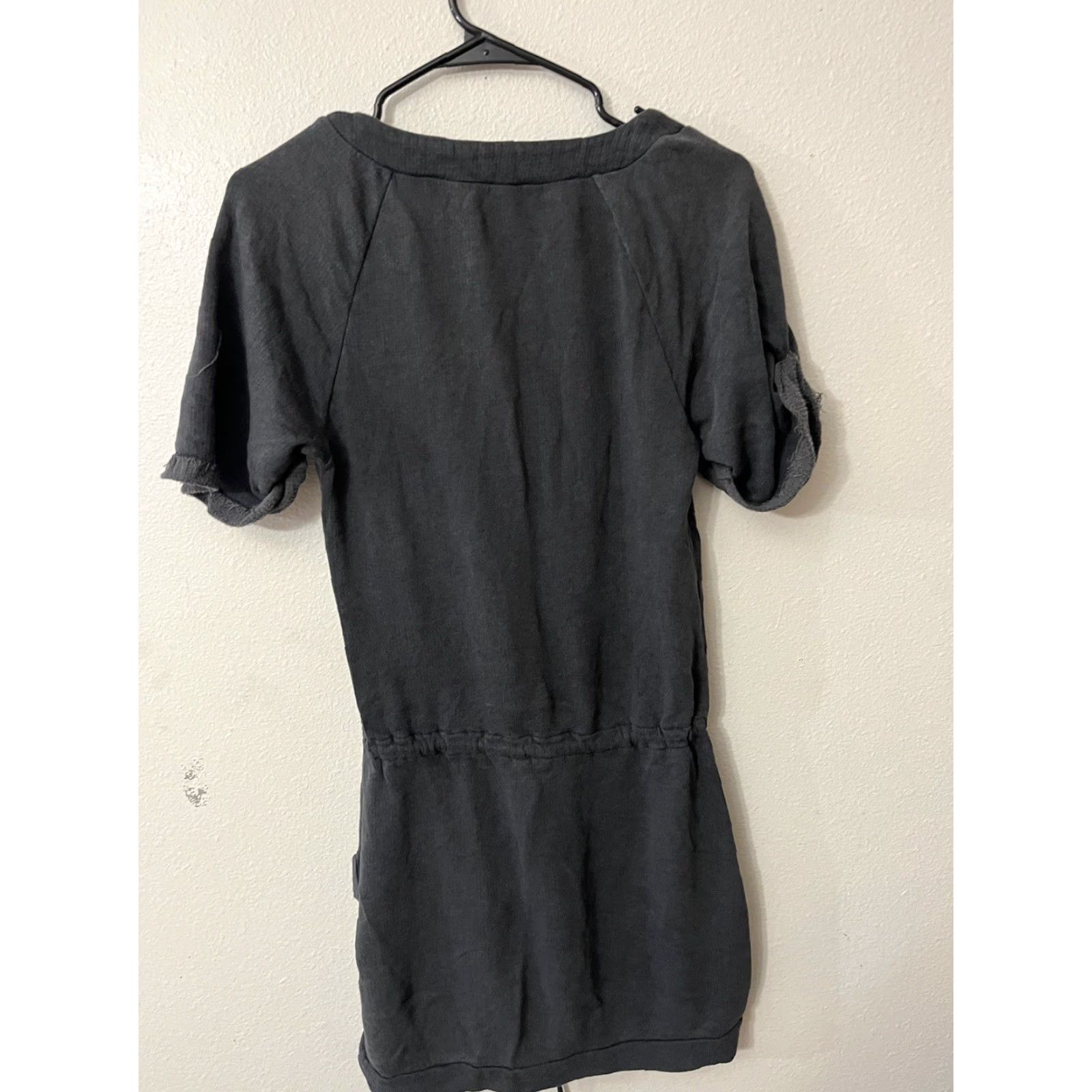 Armani Exchange VINTAGE A/X ARMANI EXCHANGE Cotton Dress Shirt Mini Cap Sleeve Tie Back Embellished Gray S Small Womens Size 28" / US 6 / IT 42 - 2 Thumbnail