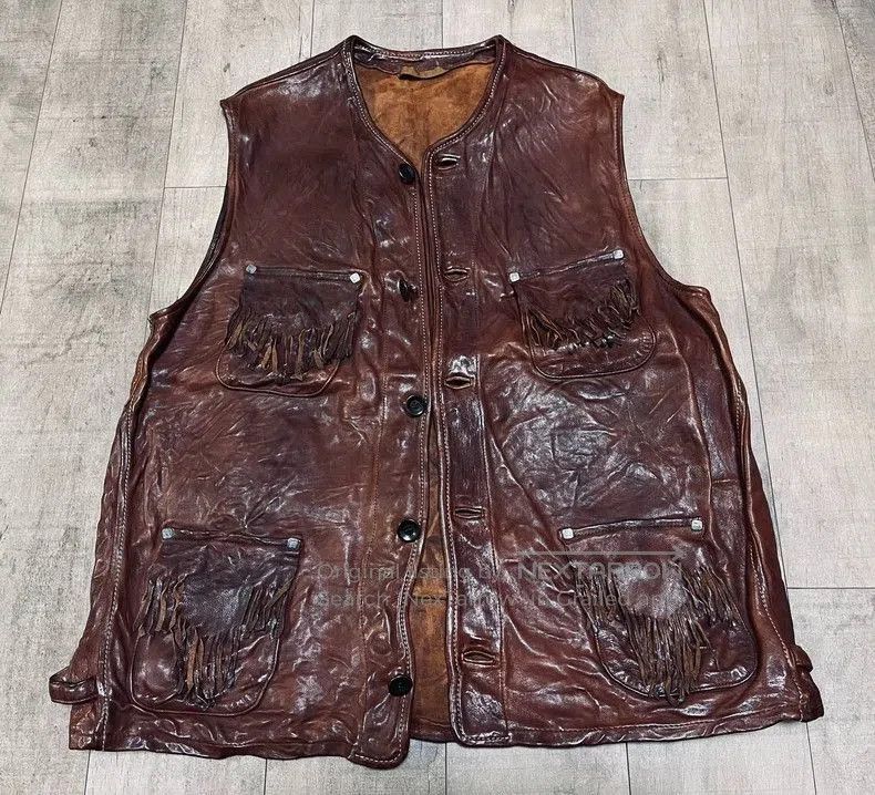 Kapital Kapital Vintage Fringe Leather Vest. Size US L / EU 52-54 / 3 - 1 Thumbnail