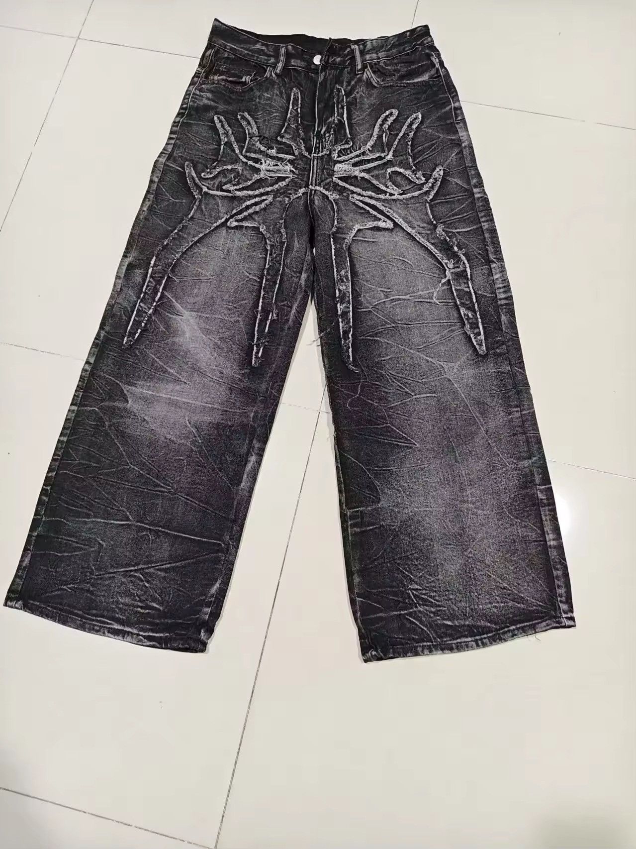 Jean Spider Embroidered Patch Baggy Jeans Size US 30 / EU 46 - 3 Thumbnail