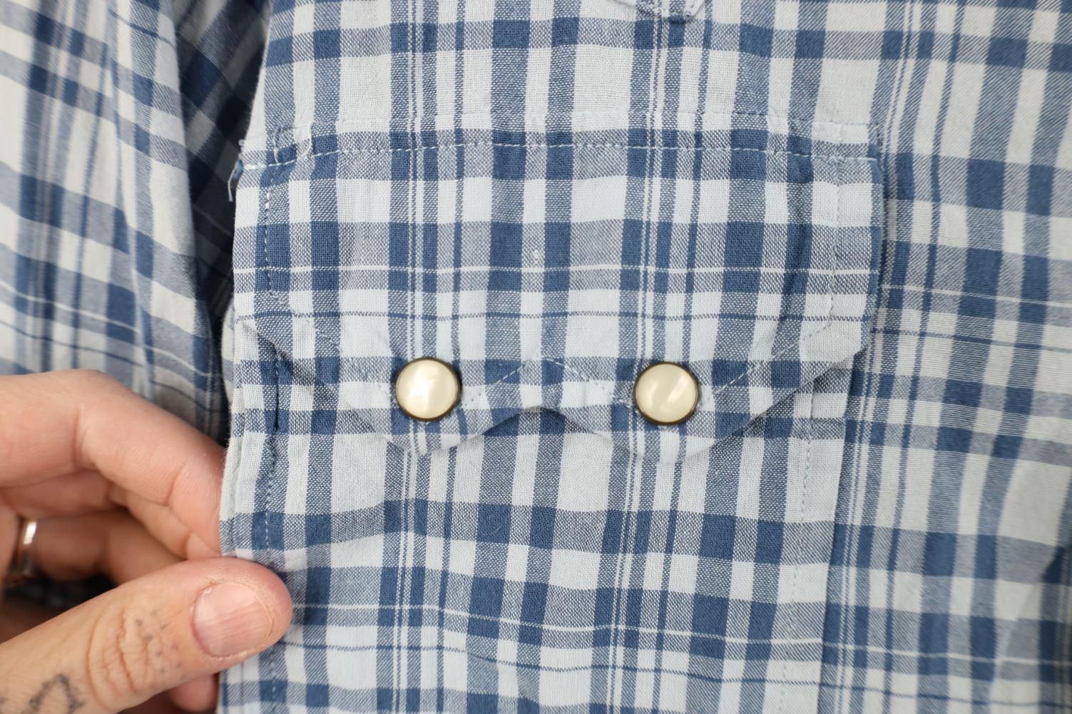 Polo Ralph Lauren Vintage 90s Ralph Lauren Pearl Snap Button Shirt Blue Plaid Size US S / EU 44-46 / 1 - 4 Thumbnail