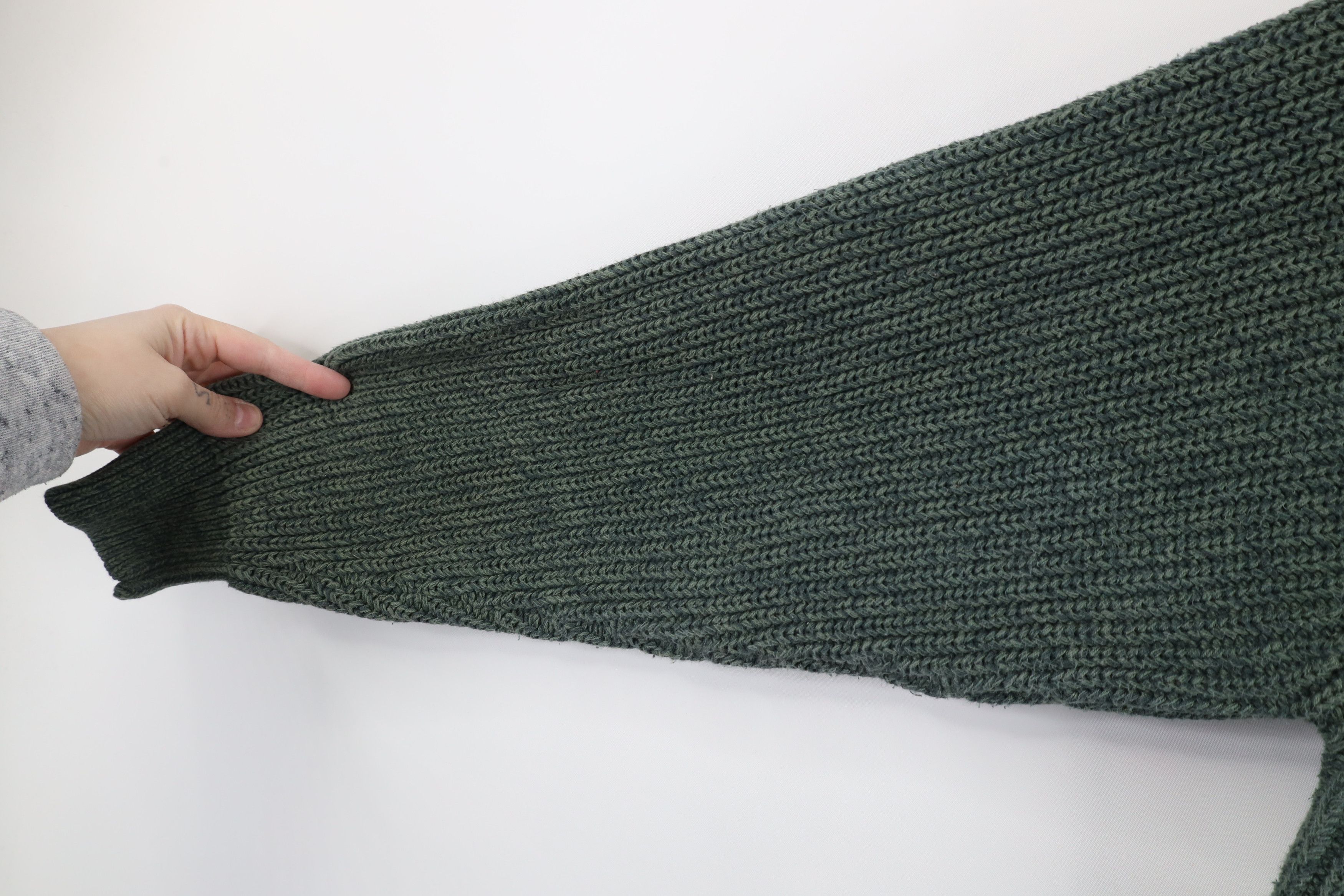 Eddie Bauer × Vintage Vintage 90s Eddie Bauer Cotton Ribbed Knit Sweater Green Size US XL / EU 56 / 4 - 5 Thumbnail