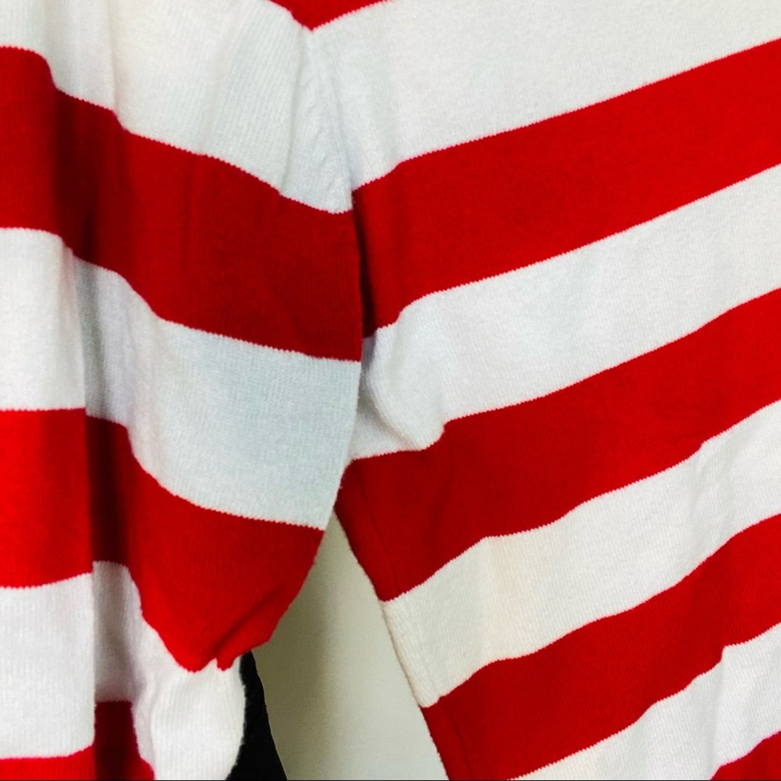 Vintage VINTAGE H&M Red White VNeck Striped Cropped Pullover Sweater Size M / US 6-8 / IT 42-44 - 7 Thumbnail
