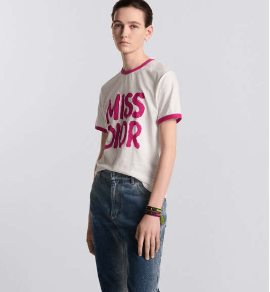 Dior o1w1db11225 453T40 T-Shirt in White/Fuchsia Size L / US 10 / IT 46 - 5 Thumbnail