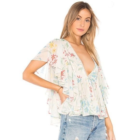 REVOLVE Tularosa Jojo Floral Ruffle Trim Blouse Size S / US 4 / IT 40 - 4 Thumbnail