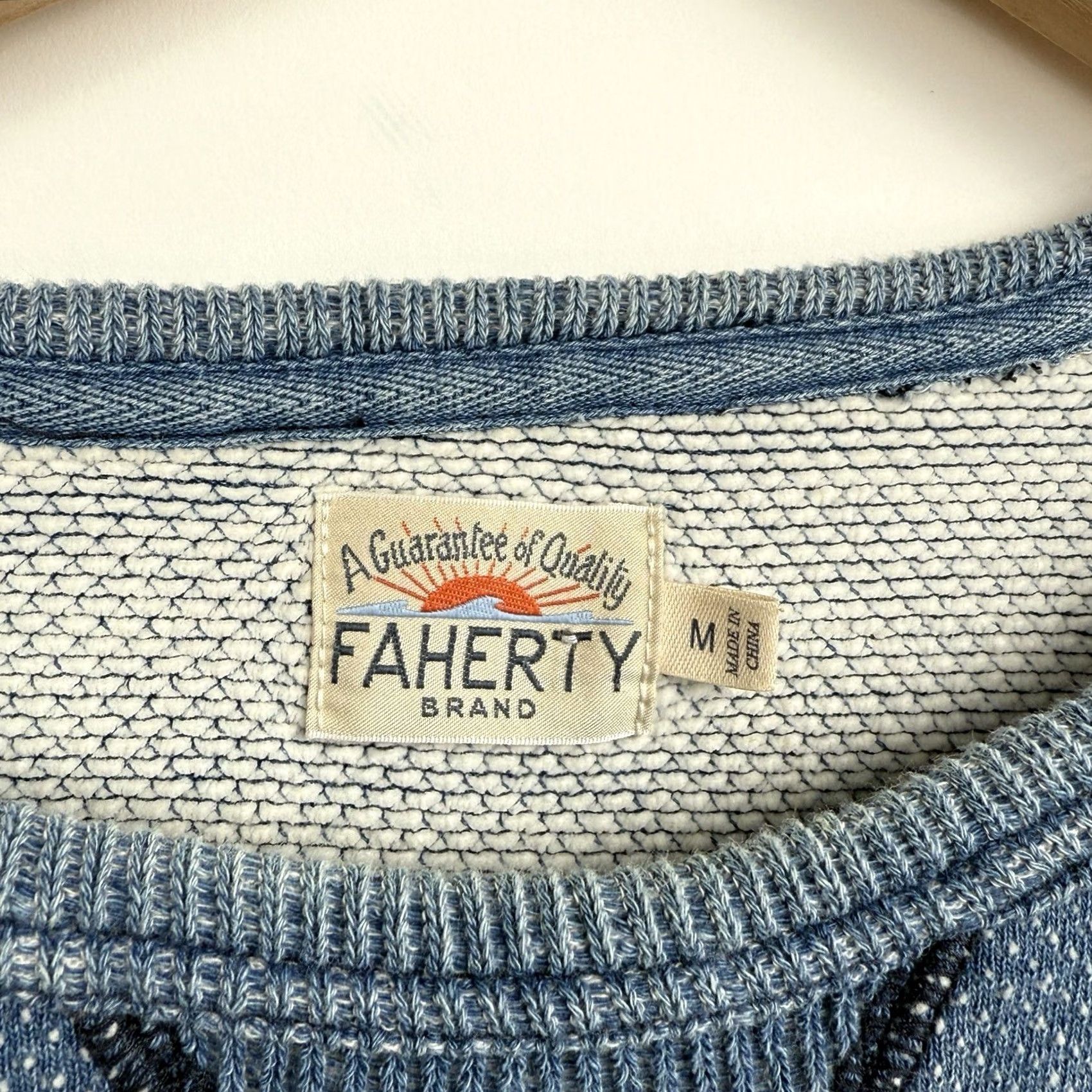 Faherty Faherty Sweatshirt Knit Indigo Blue Crewneck Mens M Logo Regular Pullover All Seasons Long Sleeve Size US M / EU 48-50 / 2 - 4 Thumbnail