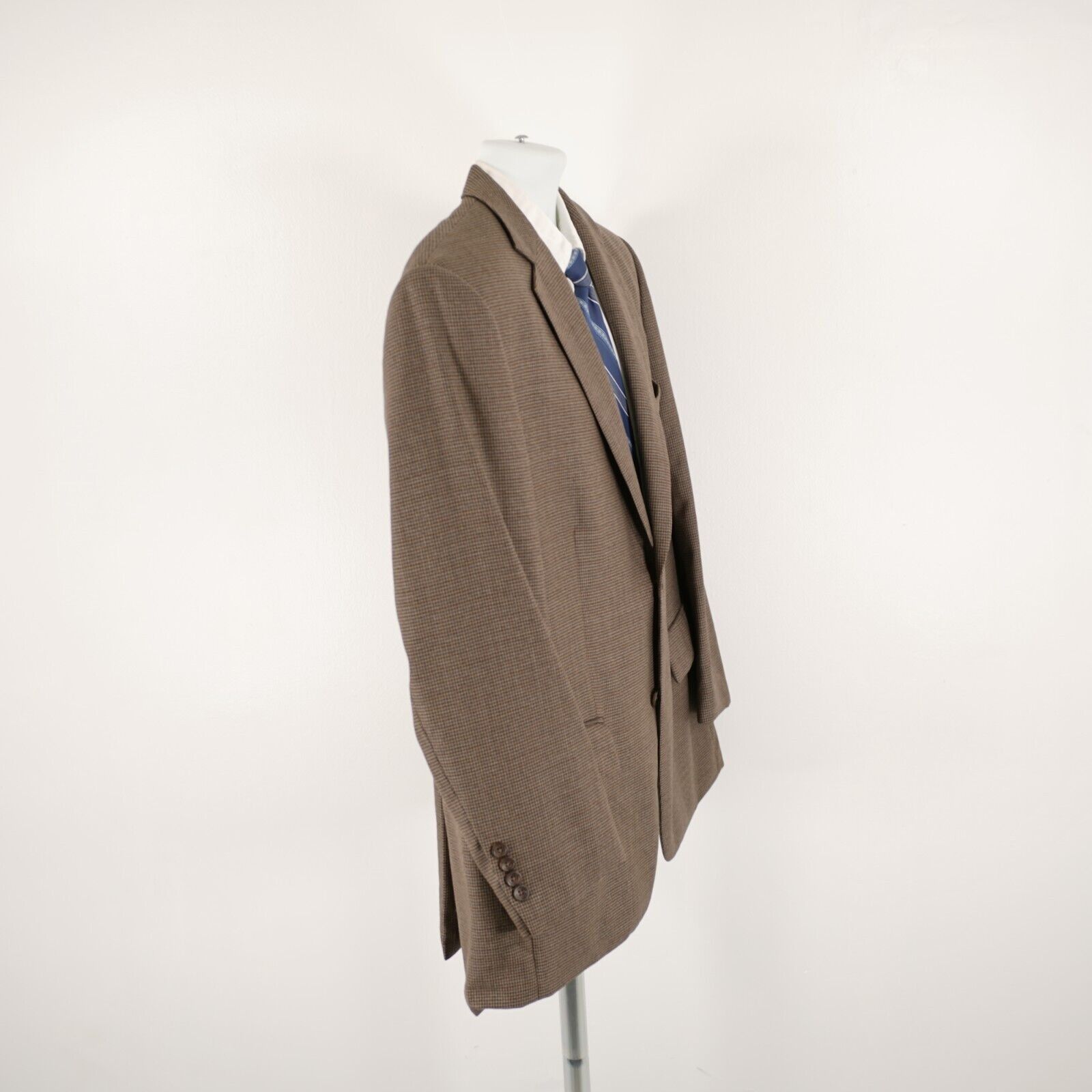 Pronto Uomo Pronto Uomo Platinum Luxury Wool Brown Blue Hounstooth 2 But Size 44R - 8 Thumbnail