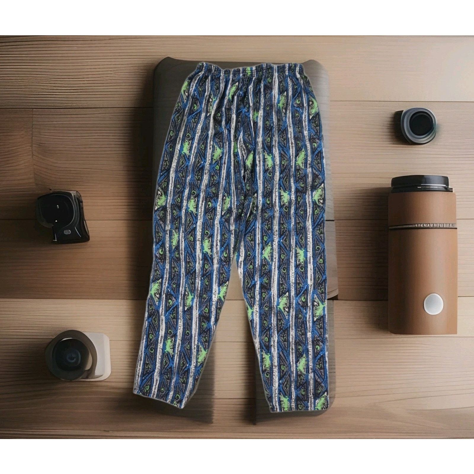 Vintage Gecko Hawaii Beach Pants 80s 90s Nylon Size Large