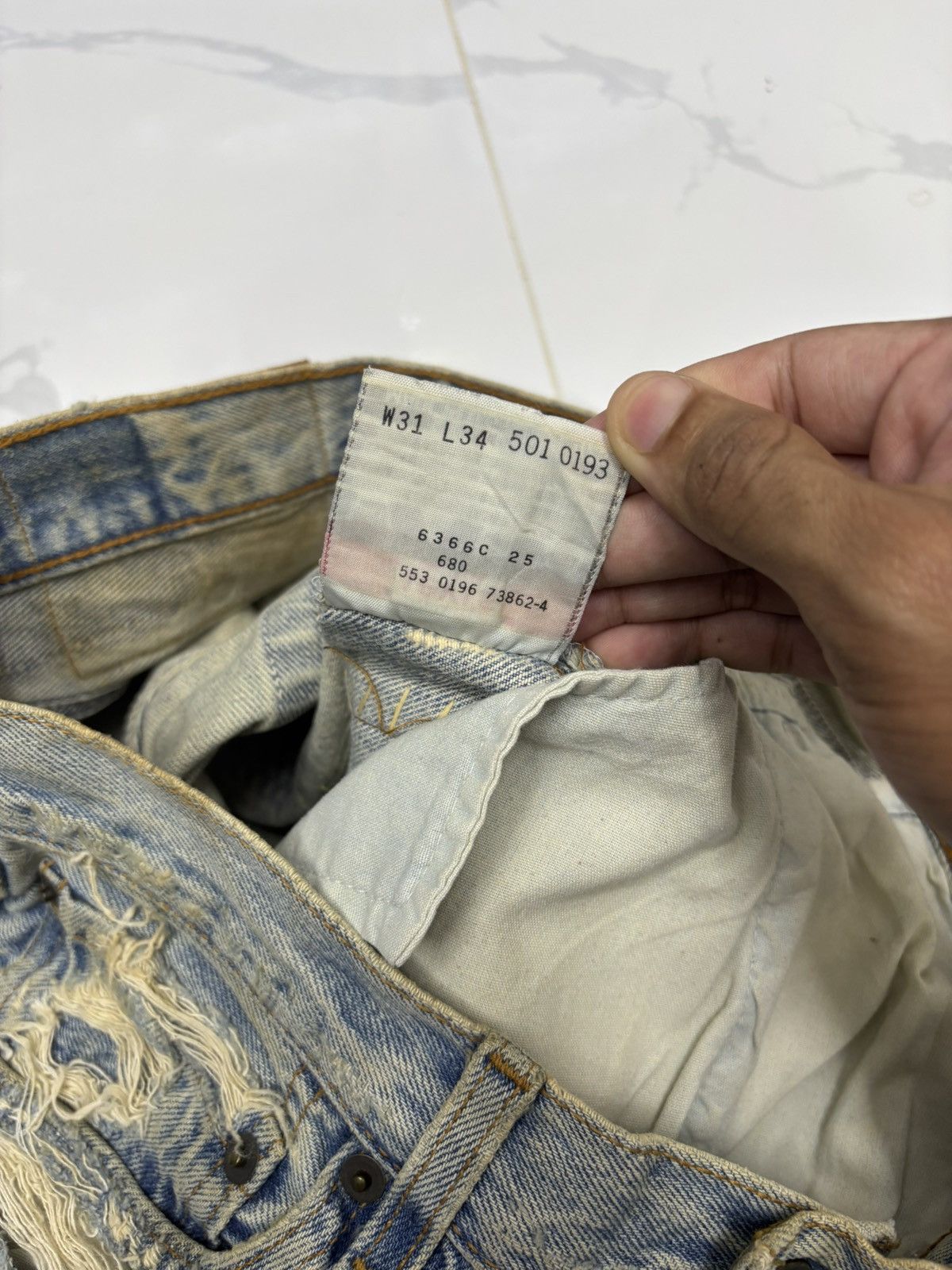 Kapital GRAIL Levis 501 Boro Sashiko Custom Distressed Denim Jeans Size US 30 / EU 46 - 12 Thumbnail