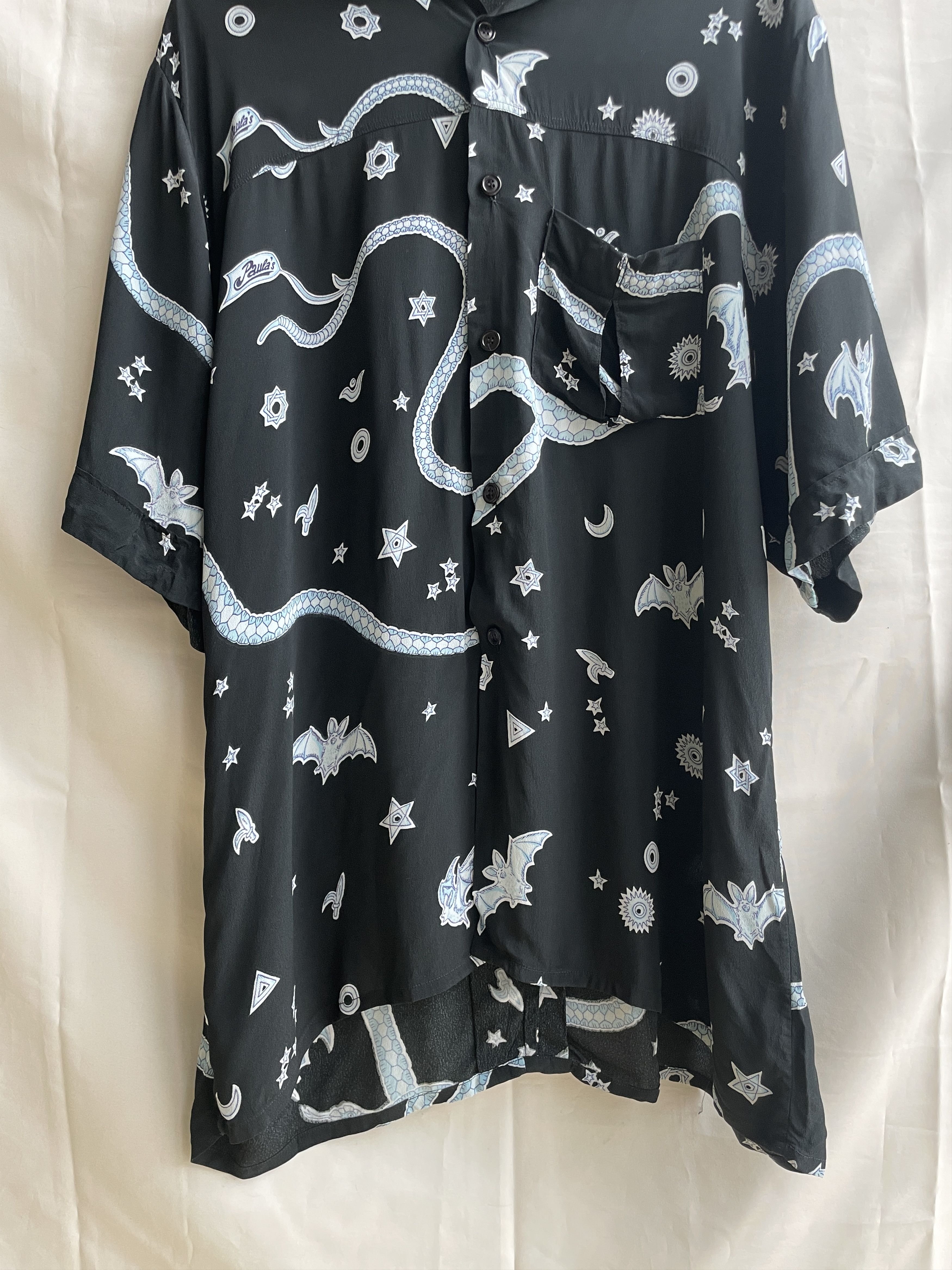 Vintage Paula & Mopitz Ibiza Loewe VTG 70s Silk Relaxed Tunic Blouse Size L / US 10 / IT 46 - 4 Thumbnail