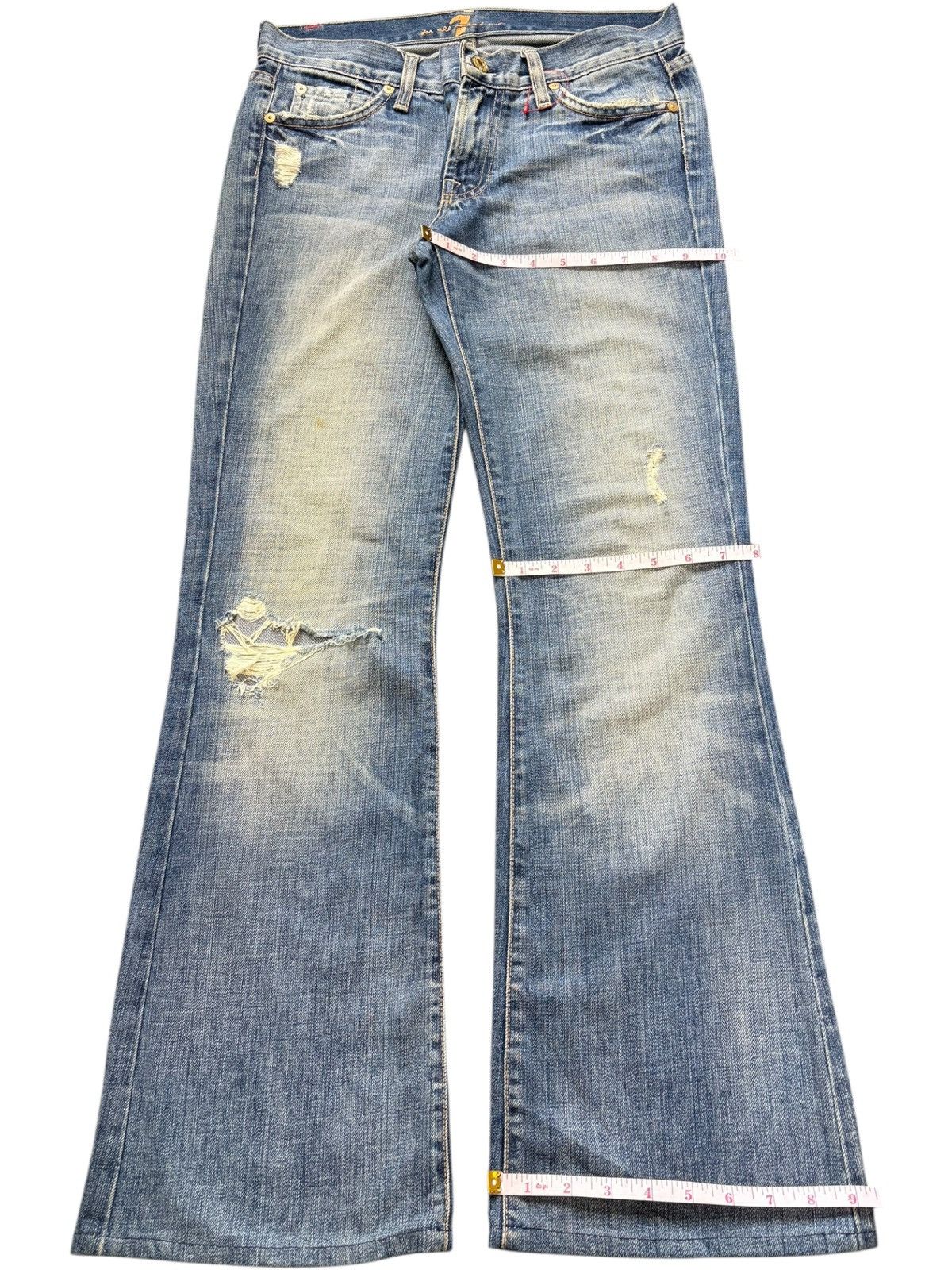 7 For All Mankind Vintage 7 For All Mankind Mud Wash Distress Flare Jeans Size 29" - 8 Thumbnail
