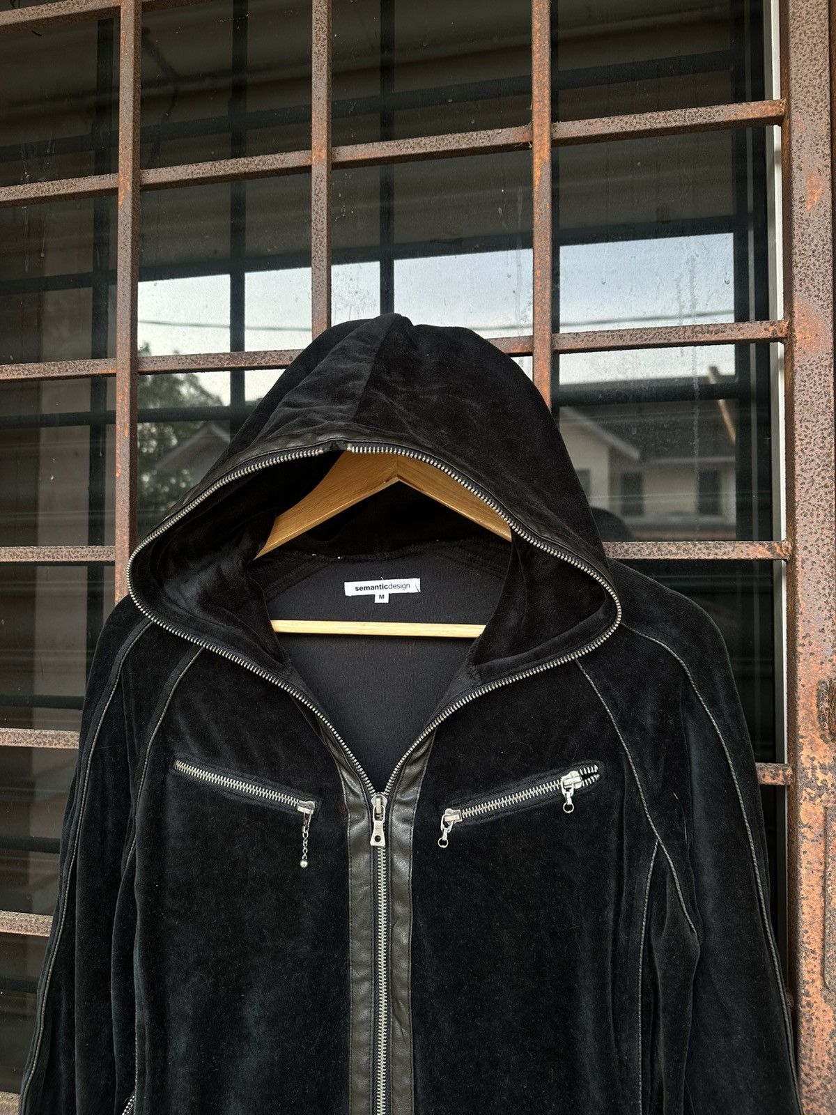 semanticdesign 👹Semanticdesign Velvet Black Hooded Jacket Size US M / EU 48-50 / 2 - 6 Thumbnail