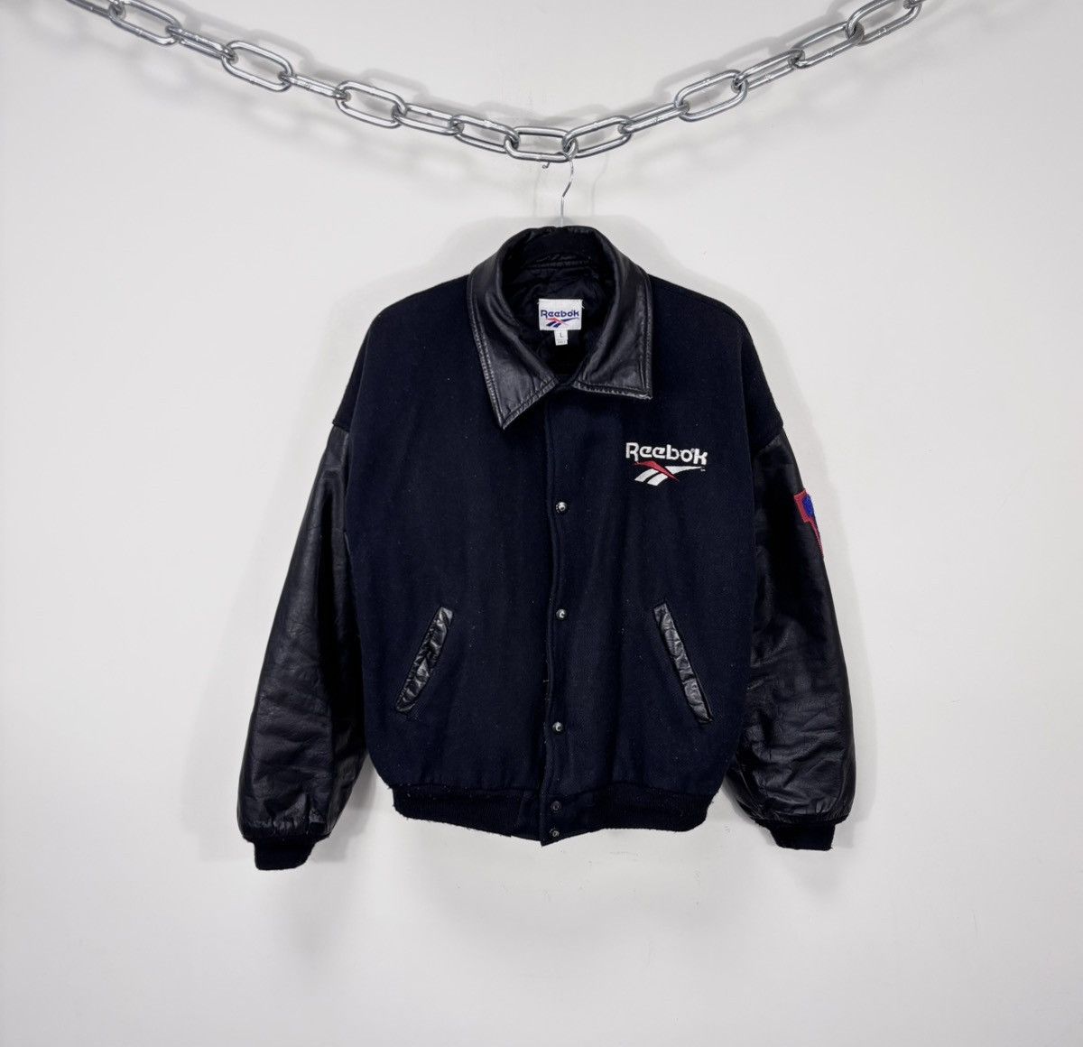 Reebok Vintage 1990s Reebok University Wool Leather Varsity Jacket Size US L / EU 52-54 / 3 - 2 Thumbnail
