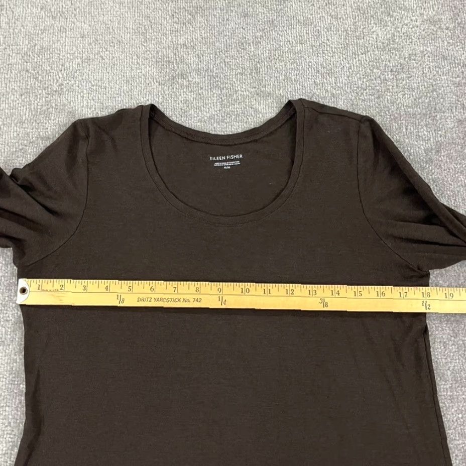 Eileen Fisher VINTAGE EILEEN FISHER Shirt Womens Medium Brown Viscose Spandex Stretch Long Sleeve Adult M Brown Solid 90s Designer Womens Size M / US 6-8 / IT 42-44 - 5 Thumbnail