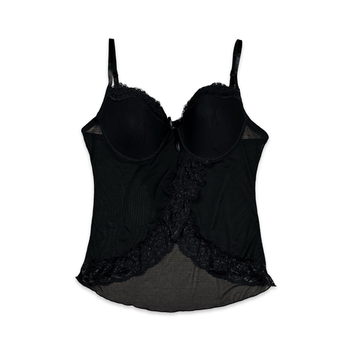 Avant Garde Y2K Belly Free Babydoll Mesh Corset Top in Black, Women's (Size Medium)