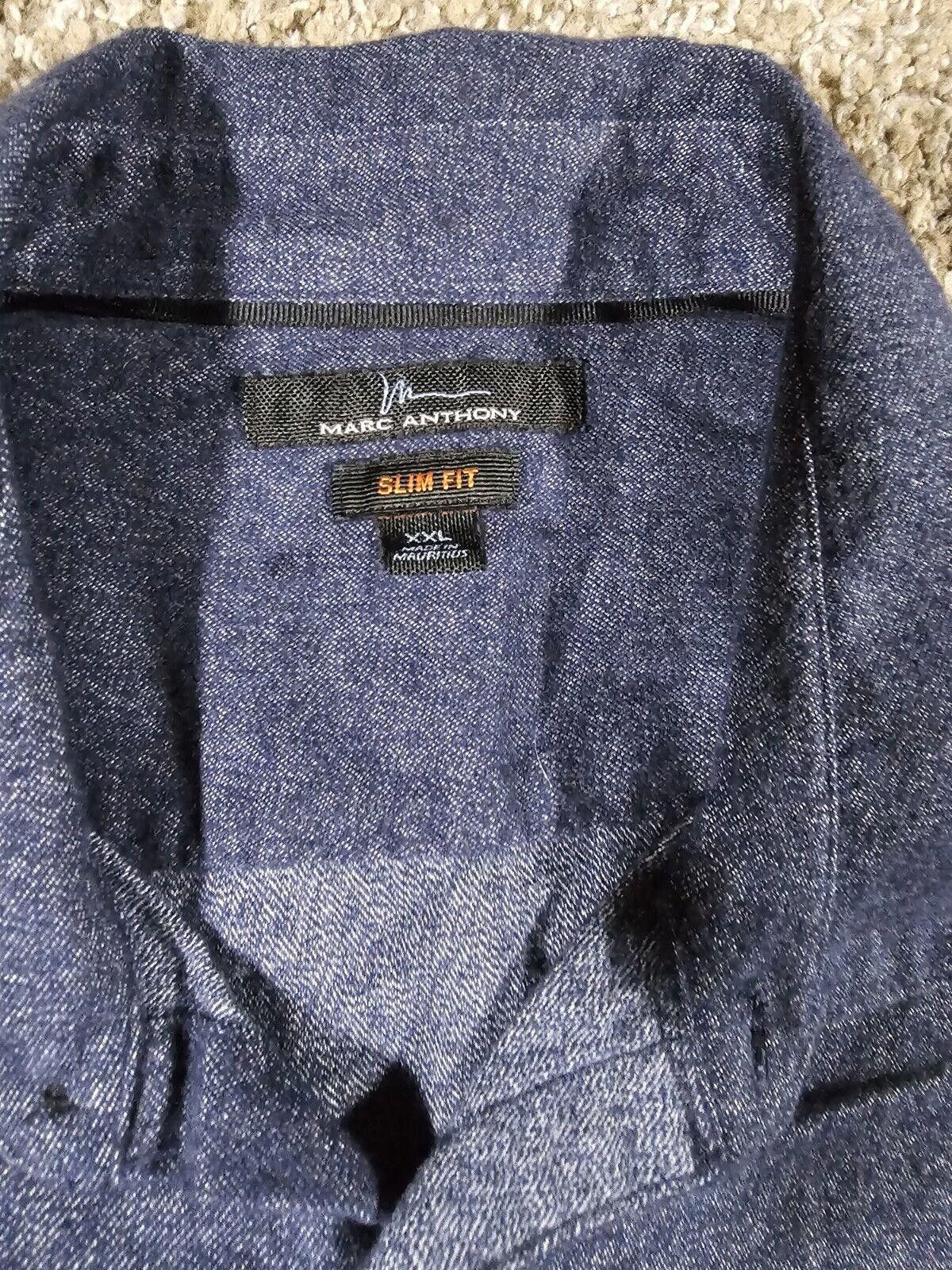 Marc Anthony Marc Anthony slim fit xxl blue denim jean button up shirt Size US XXL / EU 58 / 5 - 3 Thumbnail