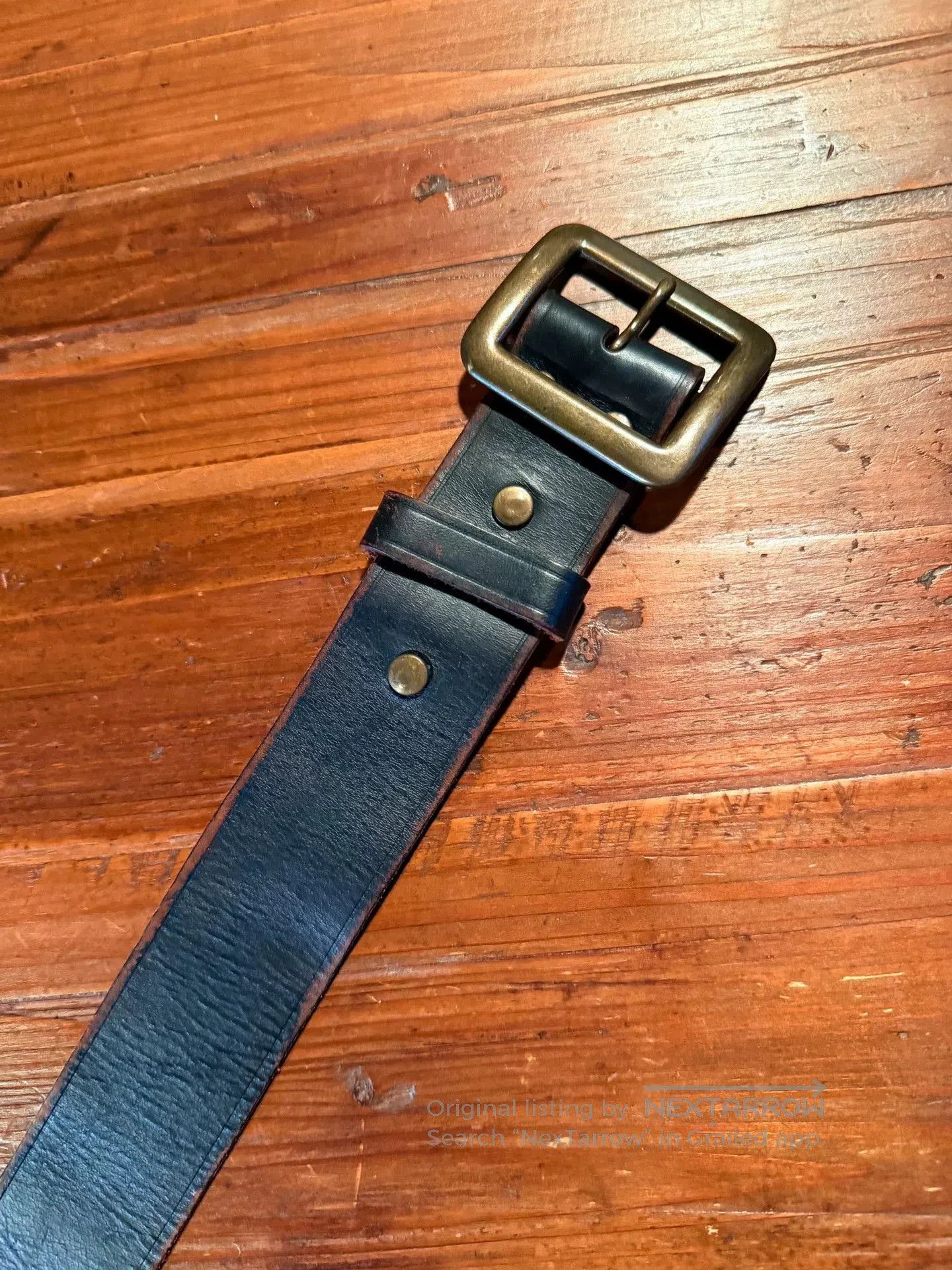 RRL Ralph Lauren RRL Black Leather Belt Brass Buckle Italy. Size ONE SIZE - 1 Thumbnail