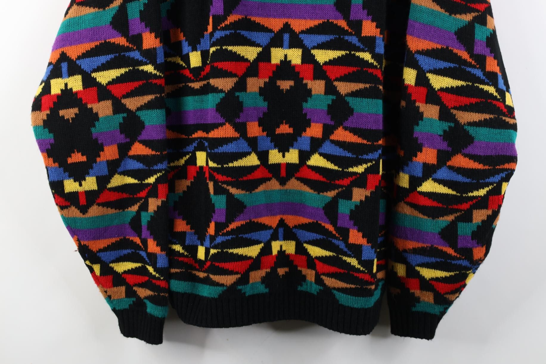Vintage Vintage 90s Streetwear Southwestern Knit Crewneck Sweater Size US L / EU 52-54 / 3 - 3 Thumbnail