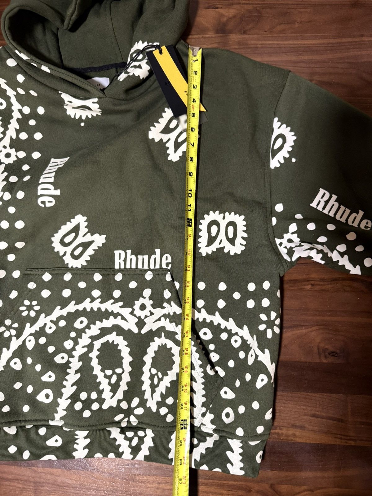 RHUDE Bandana-Print Hoodie Green Hooded Sweatshirt Size