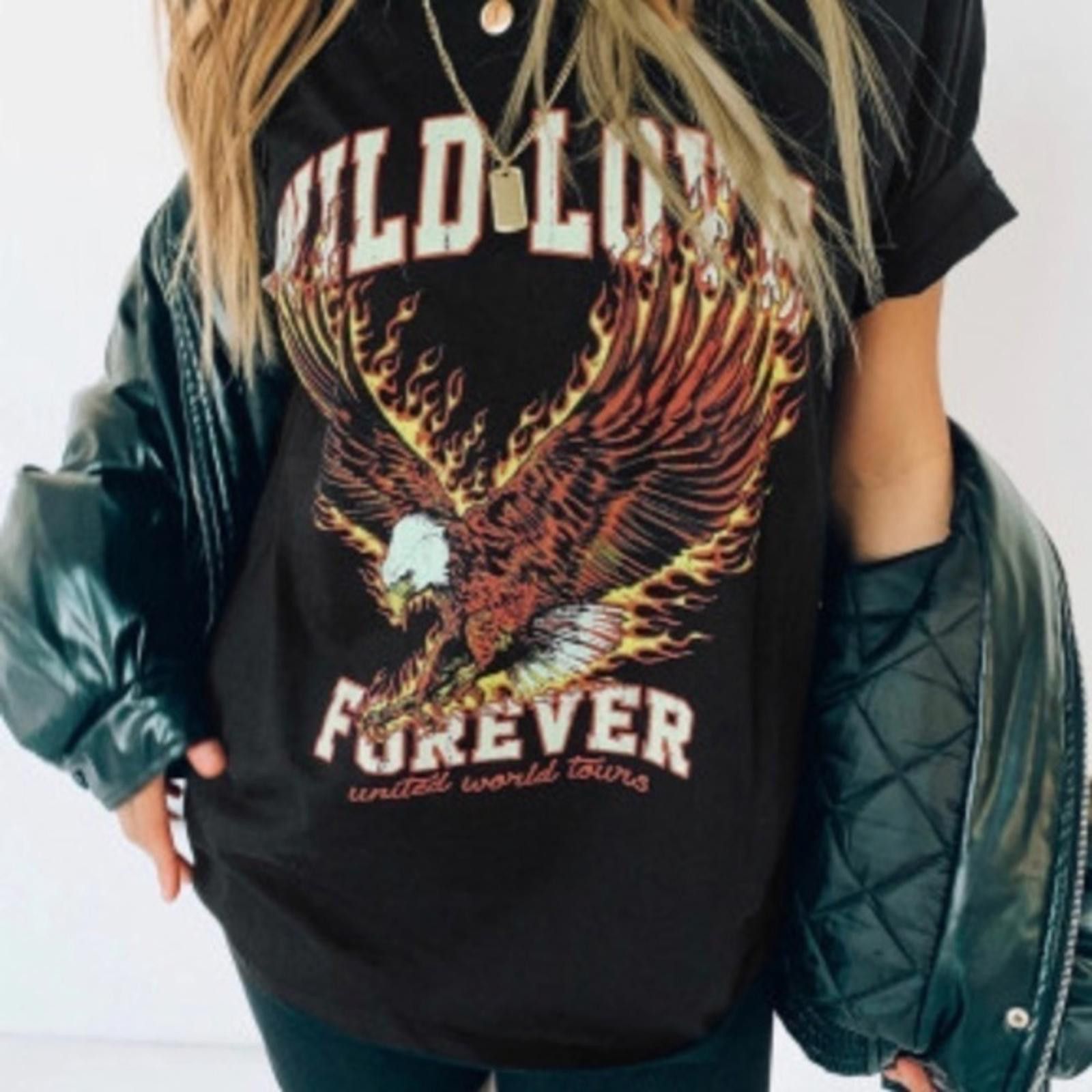 Designer Wild Love Eagle Graphic T-Shirt NWT Size S / US 4 / IT 40 - 2 Thumbnail