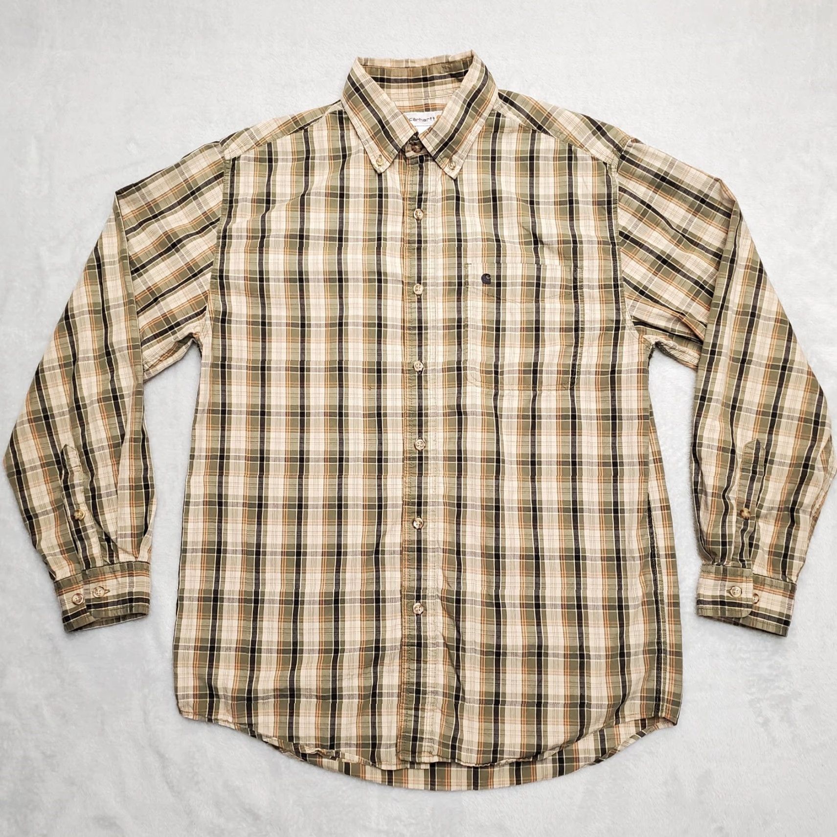 Carhartt VINTAGE Carhartt Shirt Mens Medium Green Plaid Button Long Sleeve 100% Cotton Casual Size US M / EU 48-50 / 2 - 2 Thumbnail