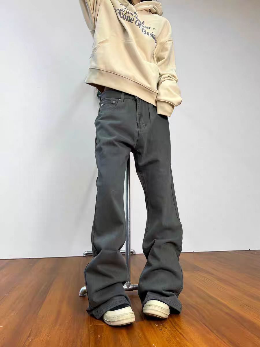 Japanese Brand × Jean Distressed black and grey flared straight baggy jeans Size US 32 / EU 48 - 4 Thumbnail