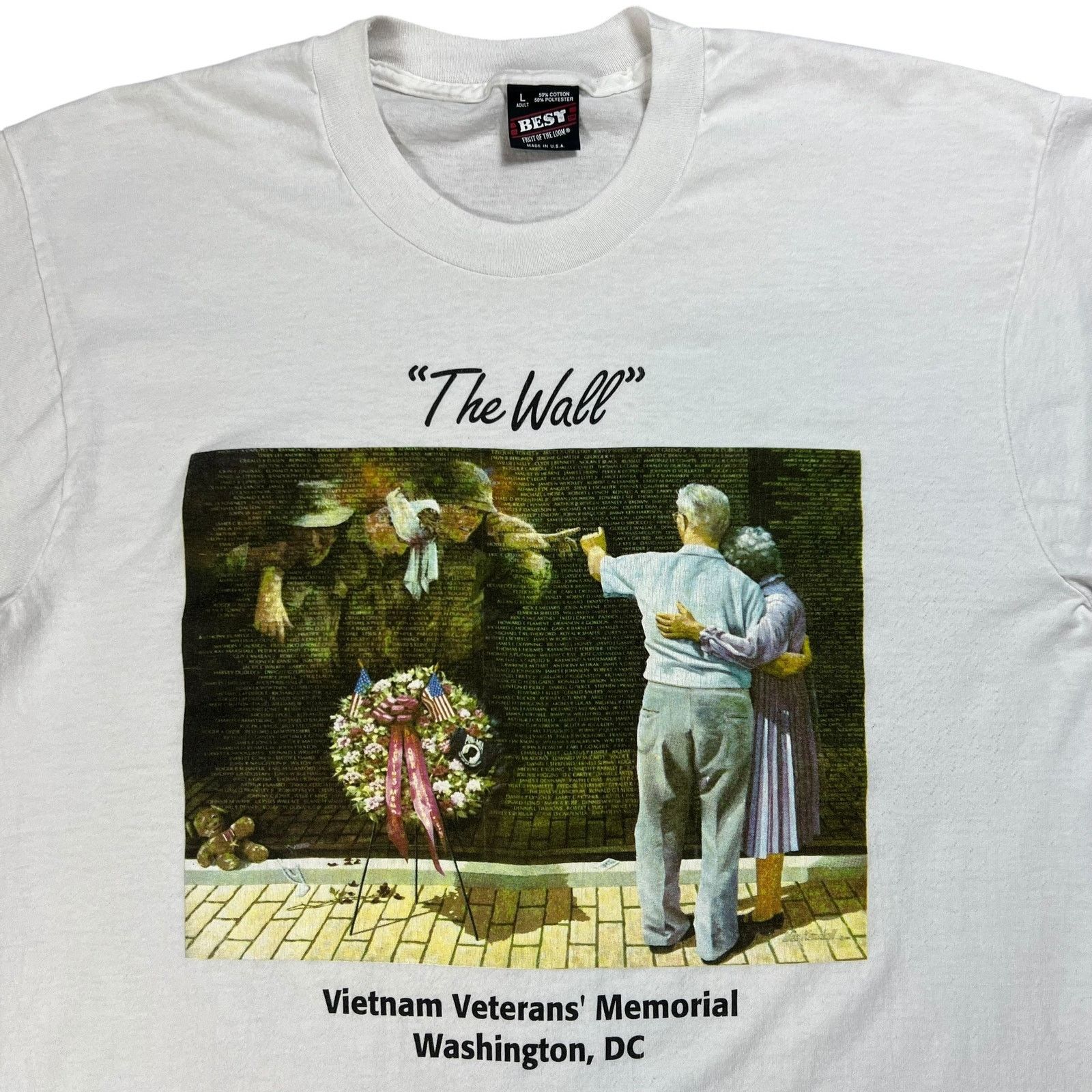 Fruit Of The Loom × Vintage Vintage 90s “The Wall” Vietnam Veterans’ Memorial art tee Size US L / EU 52-54 / 3 - 2 Thumbnail