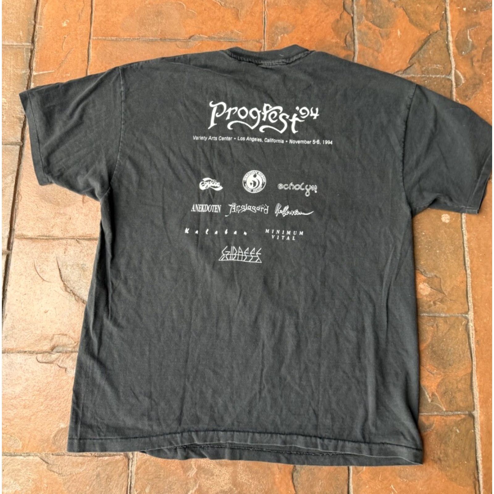 Hanes VINTAGE Progfest 1994 Los Angeles Music Festival T-Shirt XL Rock Hanes Short Sleeve Crew Neck Black Cotton Graphic Print Double-Sided Men's Mens Size US XL / EU 56 / 4 - 3 Thumbnail