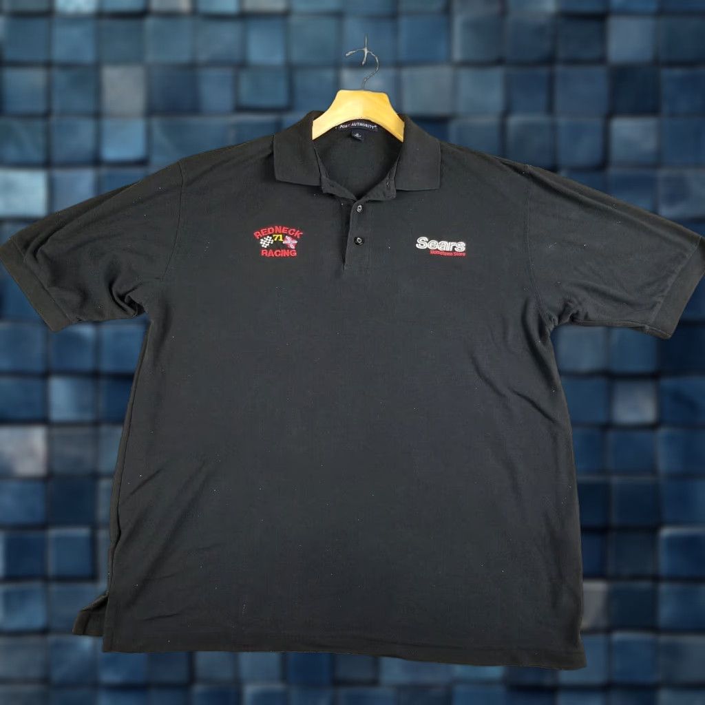 Port Authority VINTAGE NASCAR Shirt Men XL Racing Cars 90s Short Sleeve Black Sponsered by Sears Golf Polo Y2K Size US XL / EU 56 / 4 - 1 Thumbnail