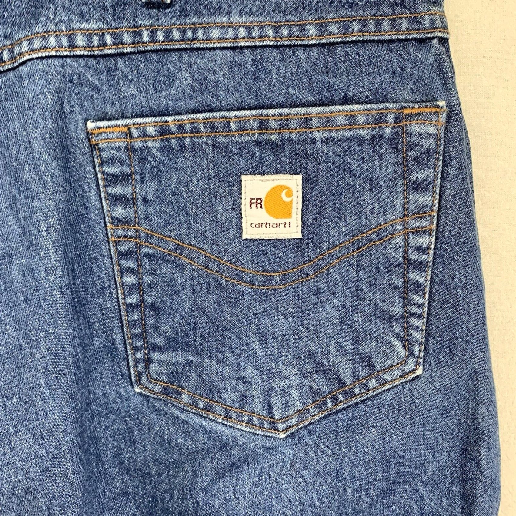 Carhartt Carhartt Flame-Resistant Jeans Wide Leg Straight Fit Blue Mens 48W 30L Denim HRC 3 Size US 32 / EU 48 - 3 Thumbnail