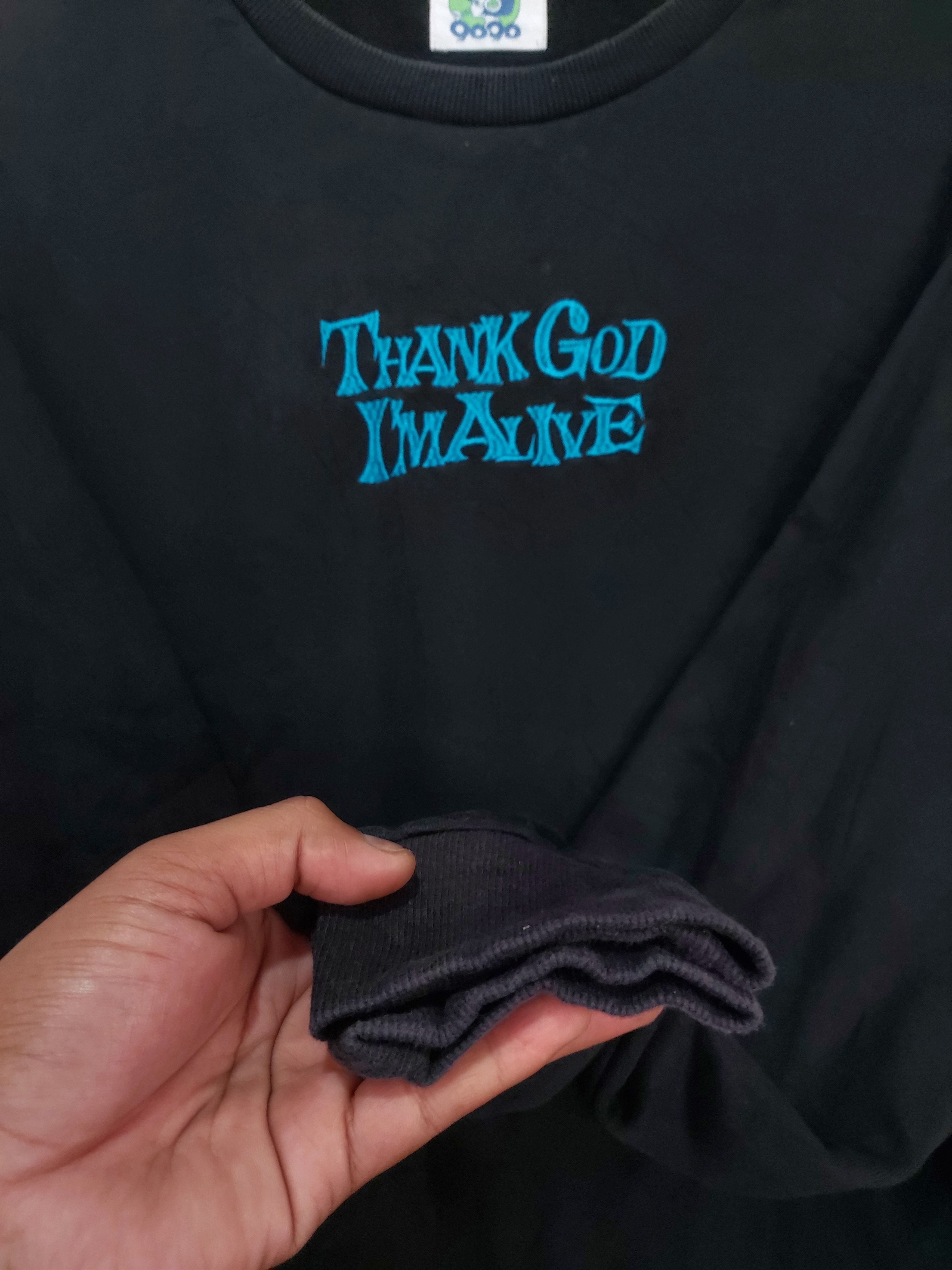 Vintage RIU DOMURA X 9090 SKATEBOARD THANK GOD I'M ALIVE SWEATSHIRT Size US L / EU 52-54 / 3 - 5 Thumbnail