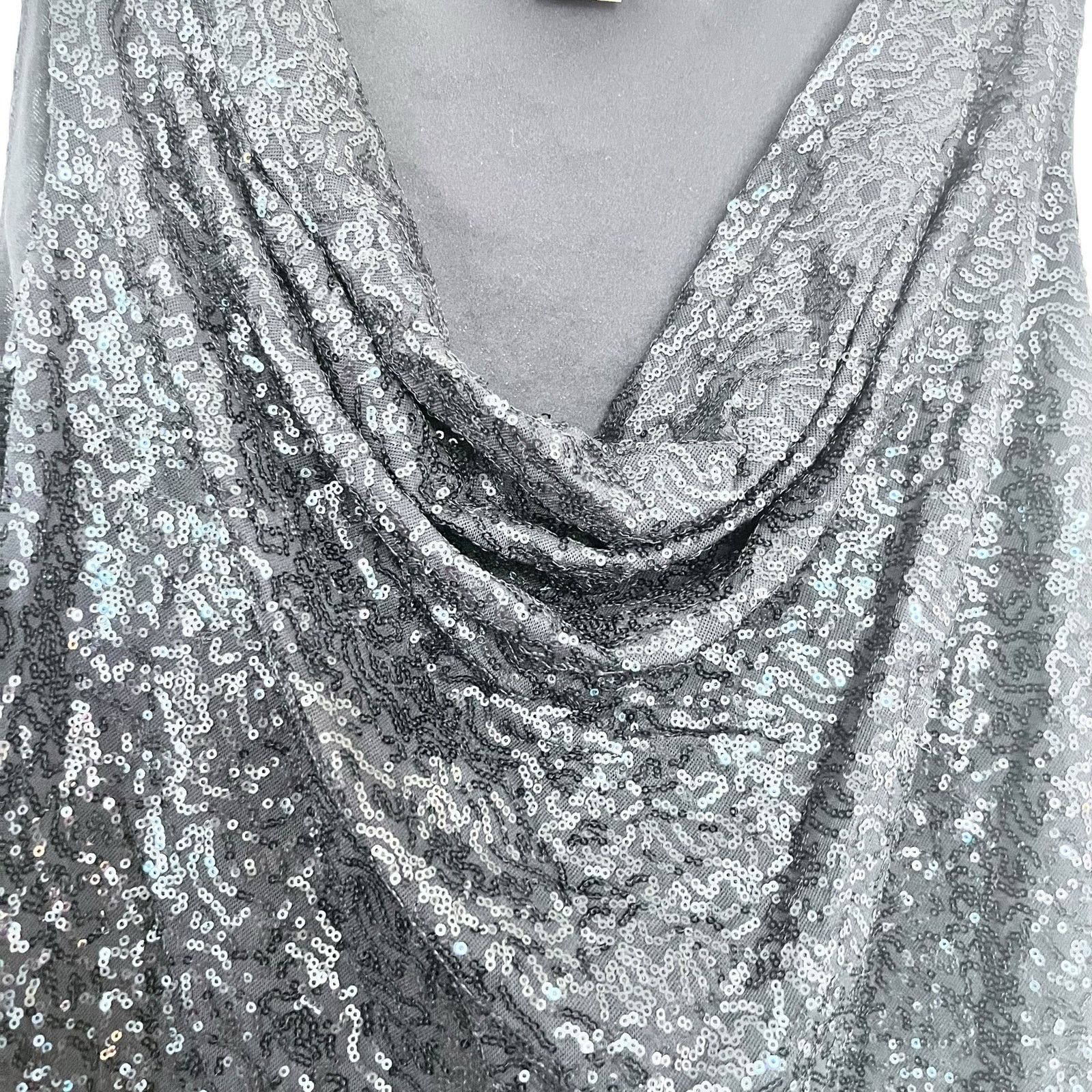 Michael Kors MICHAEL Michael Kors Black Sequin Draped Cowl Neck top Size 3XL / US 20-22 - 2 Thumbnail