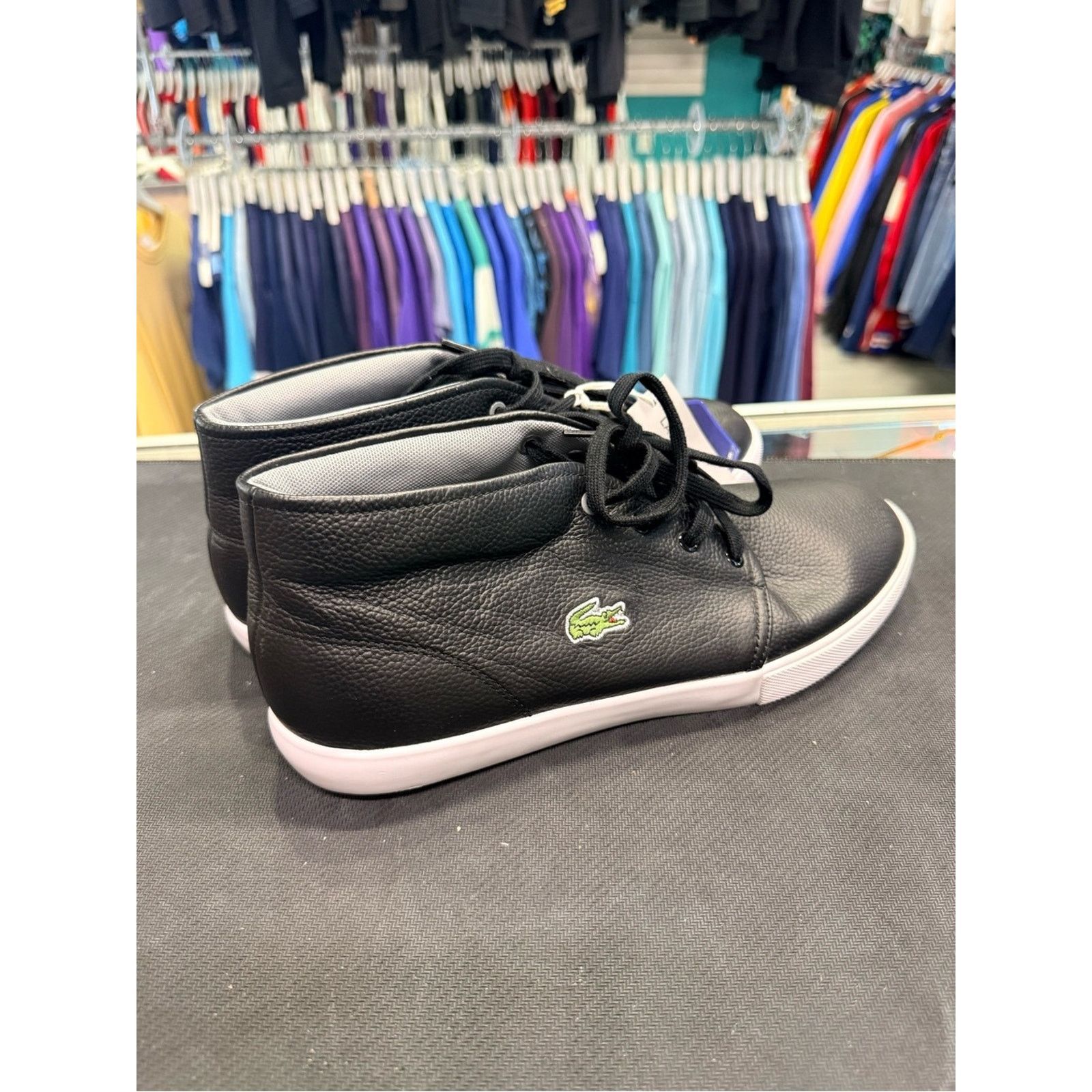 Lacoste Lacoste Ortholite Black Leather Mid-Top Sneakers Size US 10 / EU 43 - 5 Thumbnail