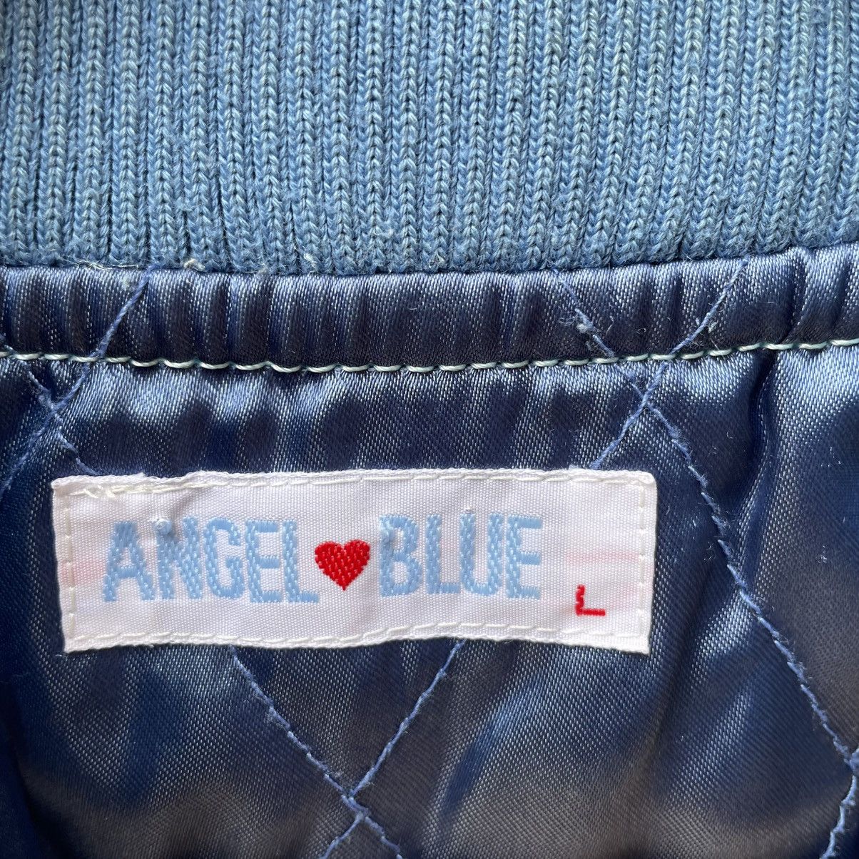 Japanese Brand 🔥🇯🇵Vintage Angel Blue Big Spellout Kids Sukajan Satin Jacket Size US XS / EU 42 / 0 - 14 Thumbnail