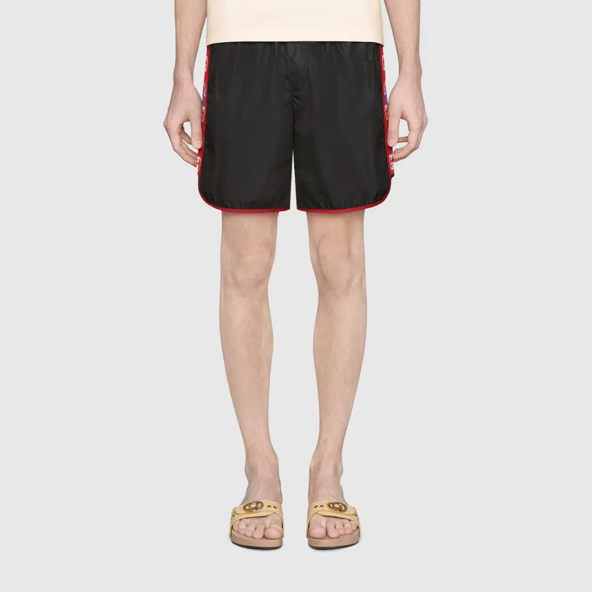 Gucci o1mt1gz0725 Nylon Swim Shorts With Logo Stripe in Black Size US 40 / EU 56 - 4 Thumbnail