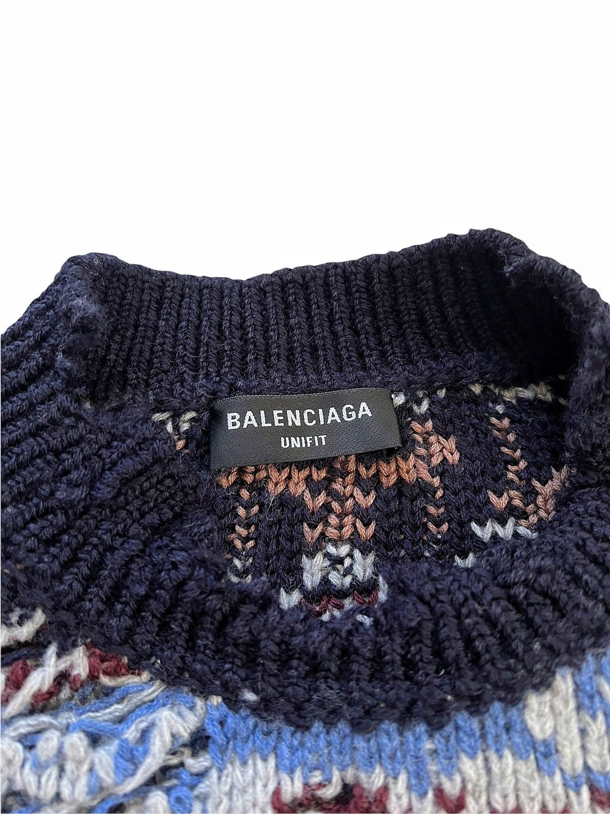 Balenciaga Afterworld Fair Isle Destroyed Knit Sweater Size US XS / EU 42 / 0 - 6 Thumbnail