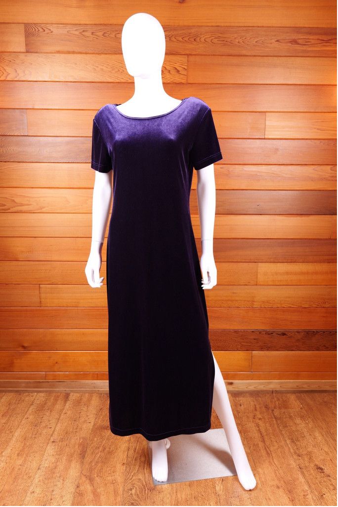 Vintage 90’s Purple Velvet Body Con Long Maxi Dress Size M / US 6-8 / IT 42-44 - 1 Thumbnail